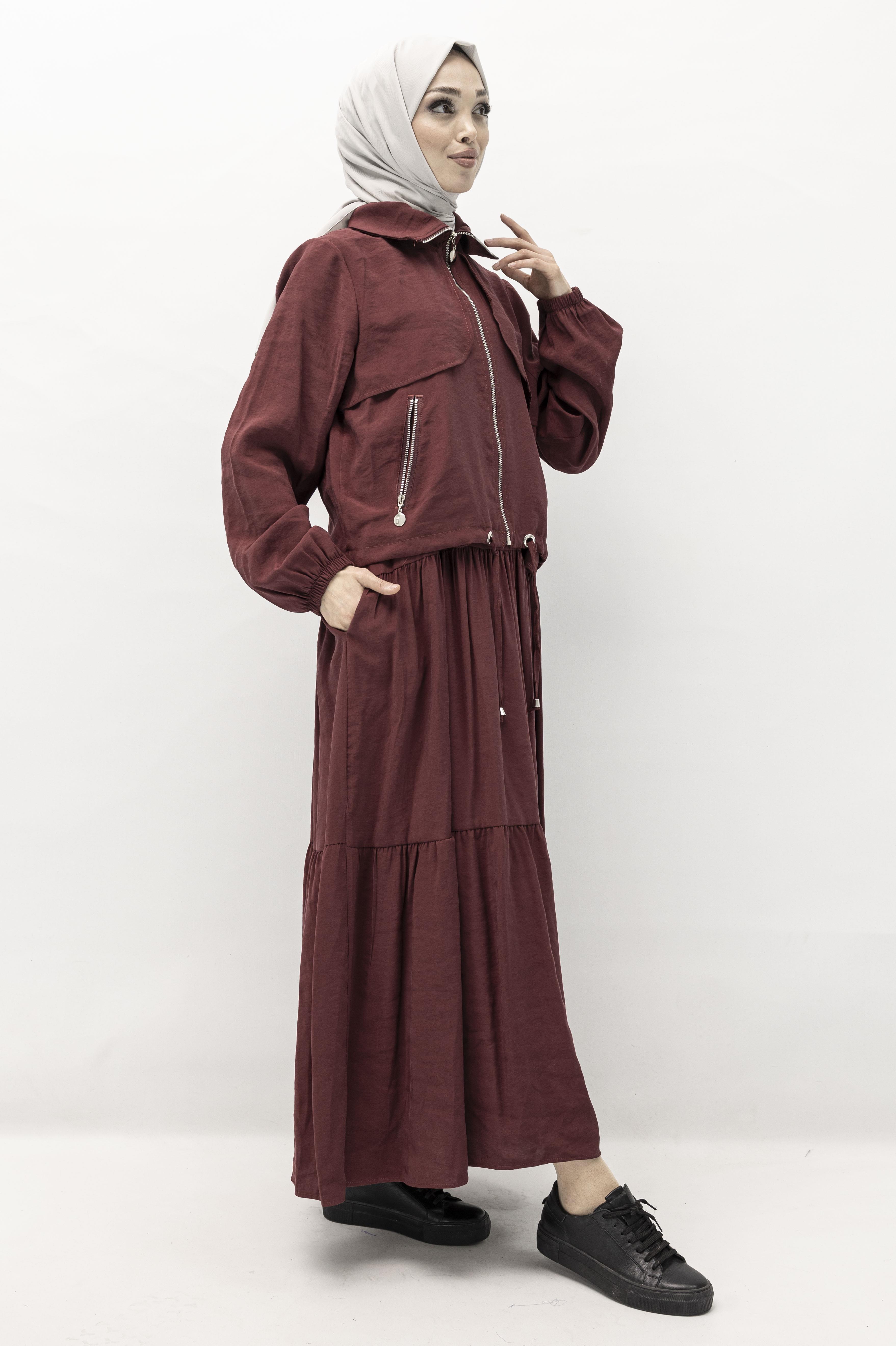 Qupra Spor Ceketli Elbise Bordo OTW2449