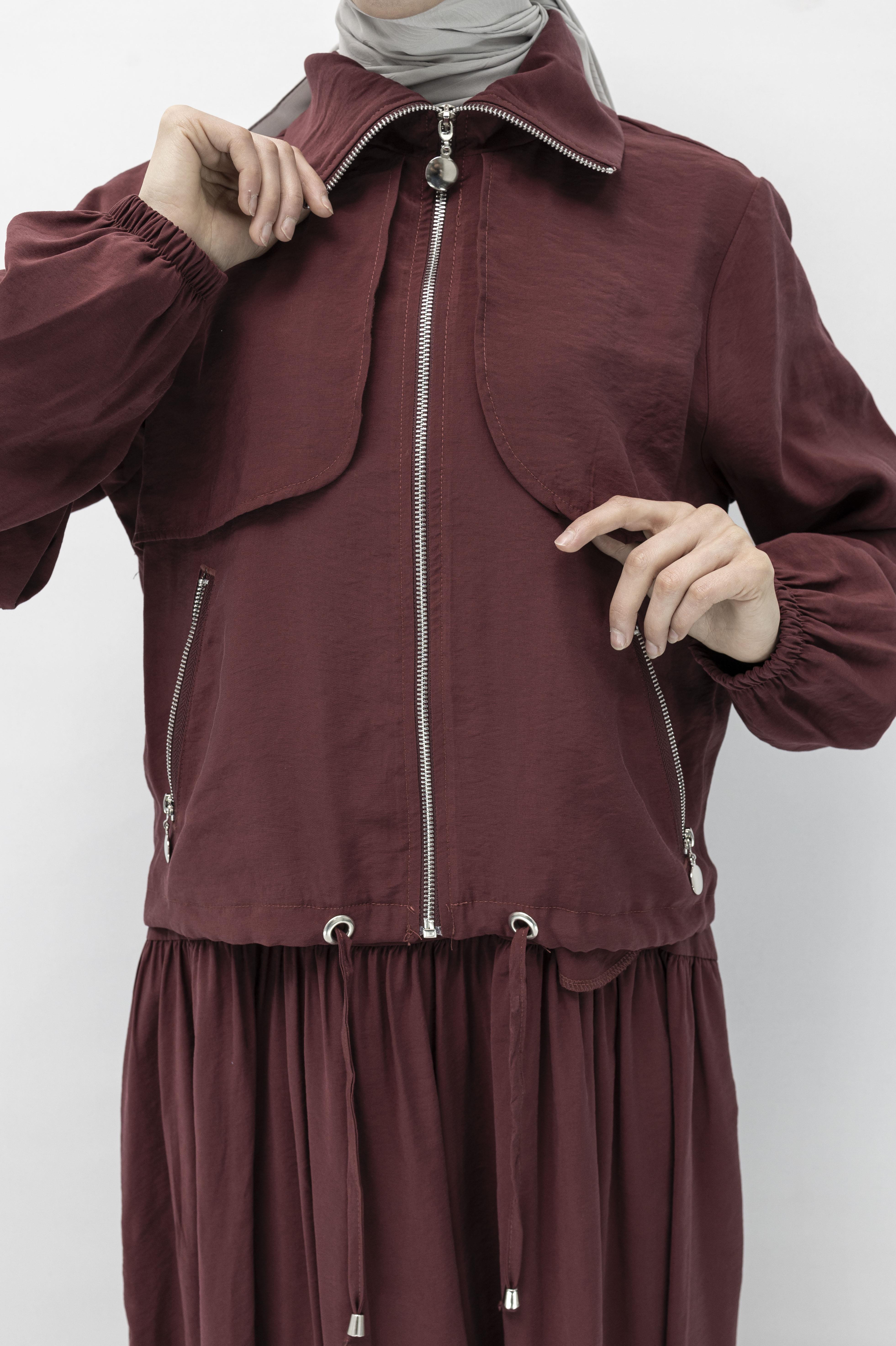 Qupra Spor Ceketli Elbise Bordo OTW2449