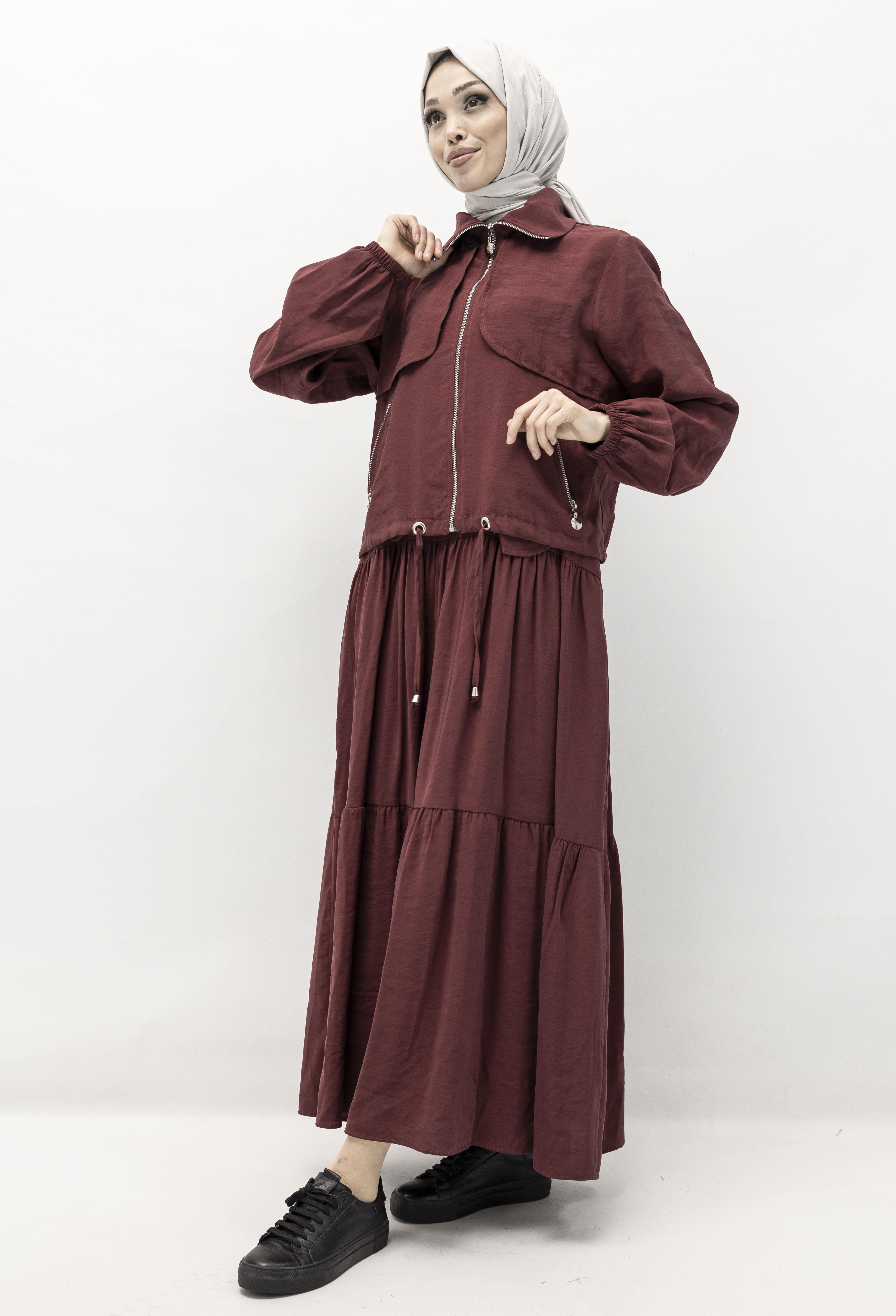 Qupra Spor Ceketli Elbise Bordo OTW2449