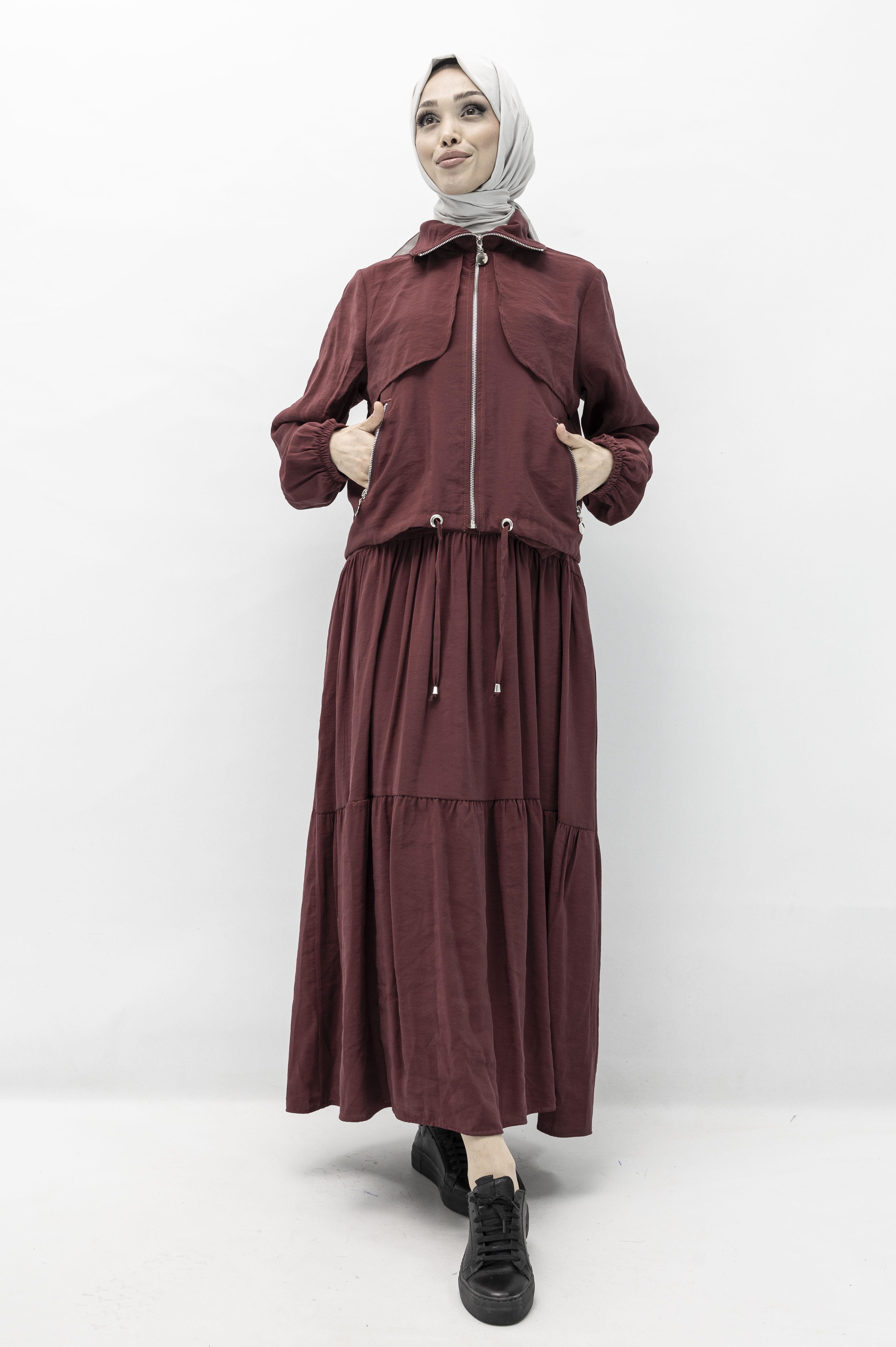 Qupra Spor Ceketli Elbise Bordo OTW2449