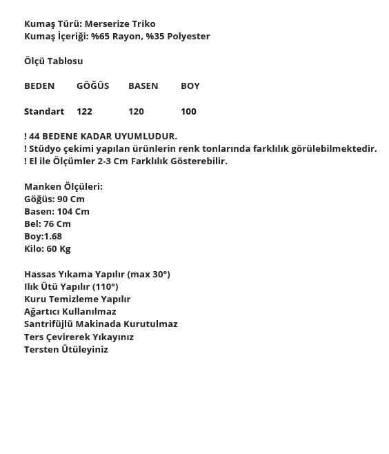 Rayon Kollu Merserize Triko Tunik Benetton OTW118