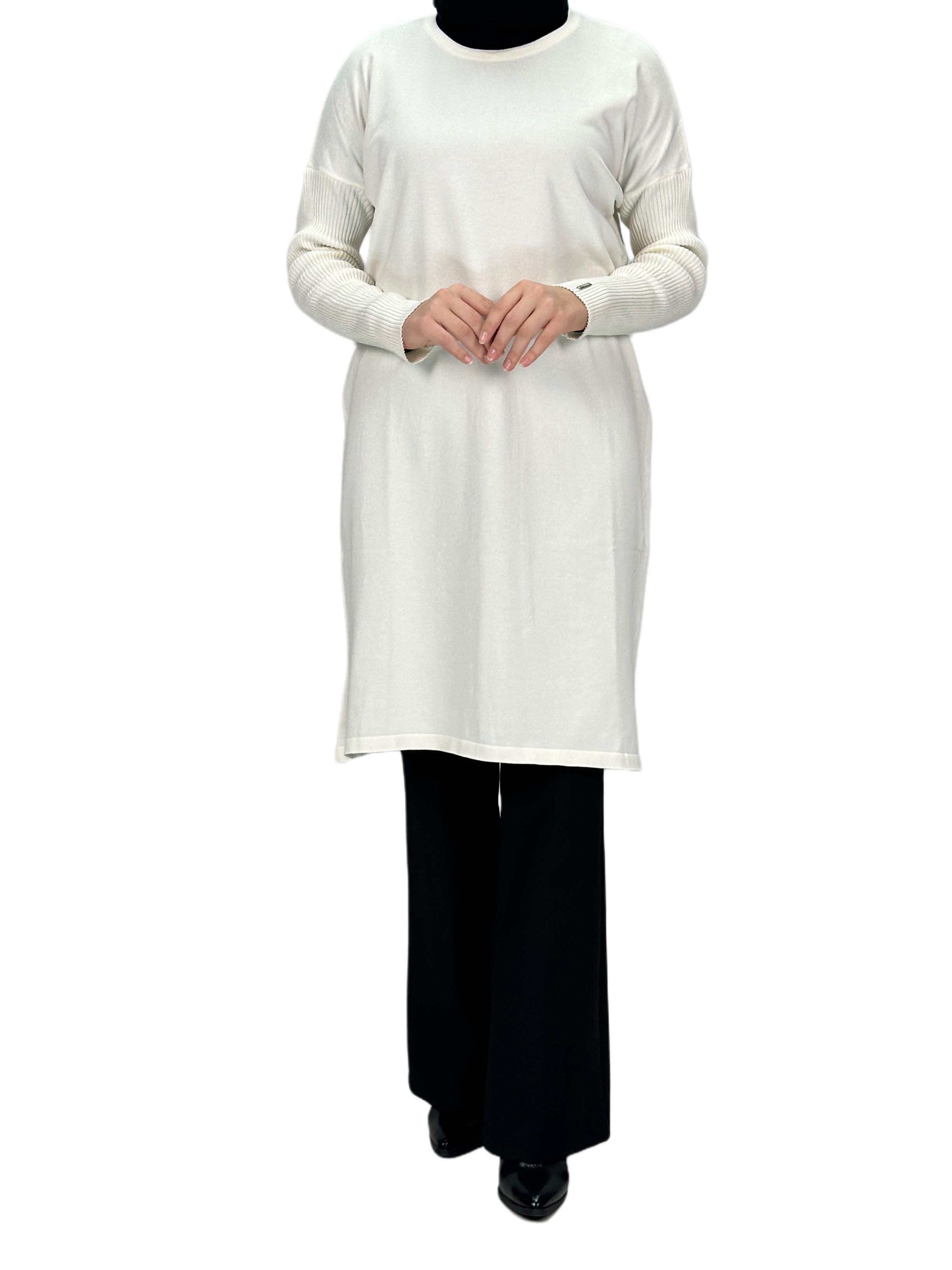 Rayon Kollu Merserize Triko Tunik Ekru OTW118