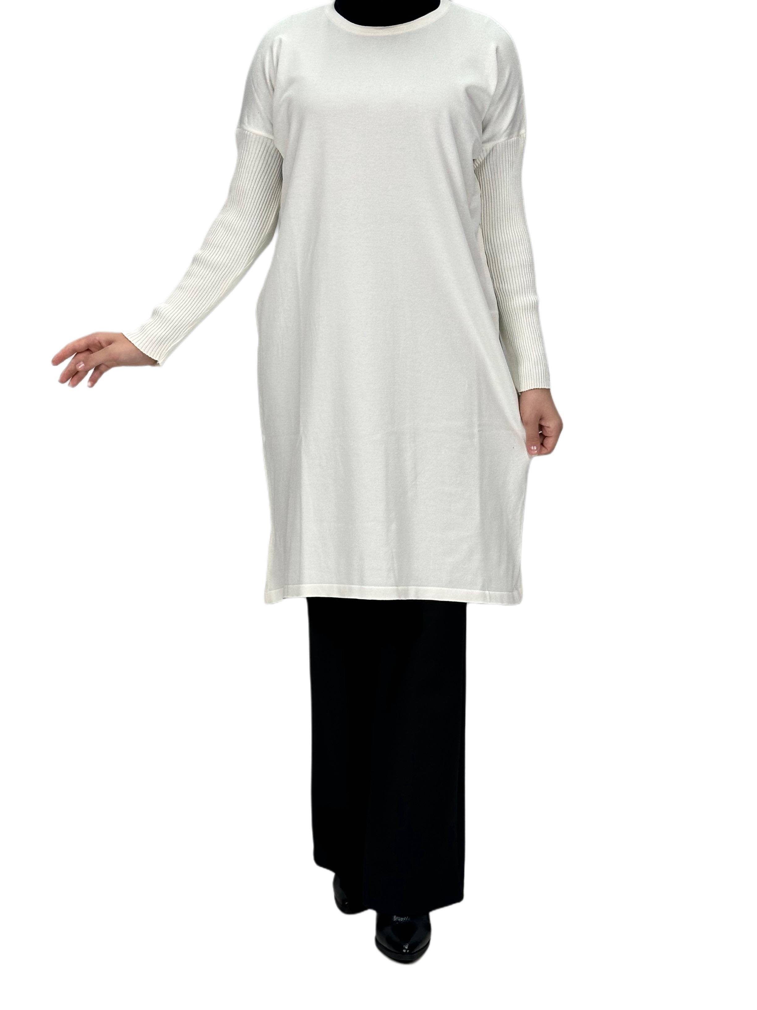 Rayon Kollu Merserize Triko Tunik Ekru OTW118