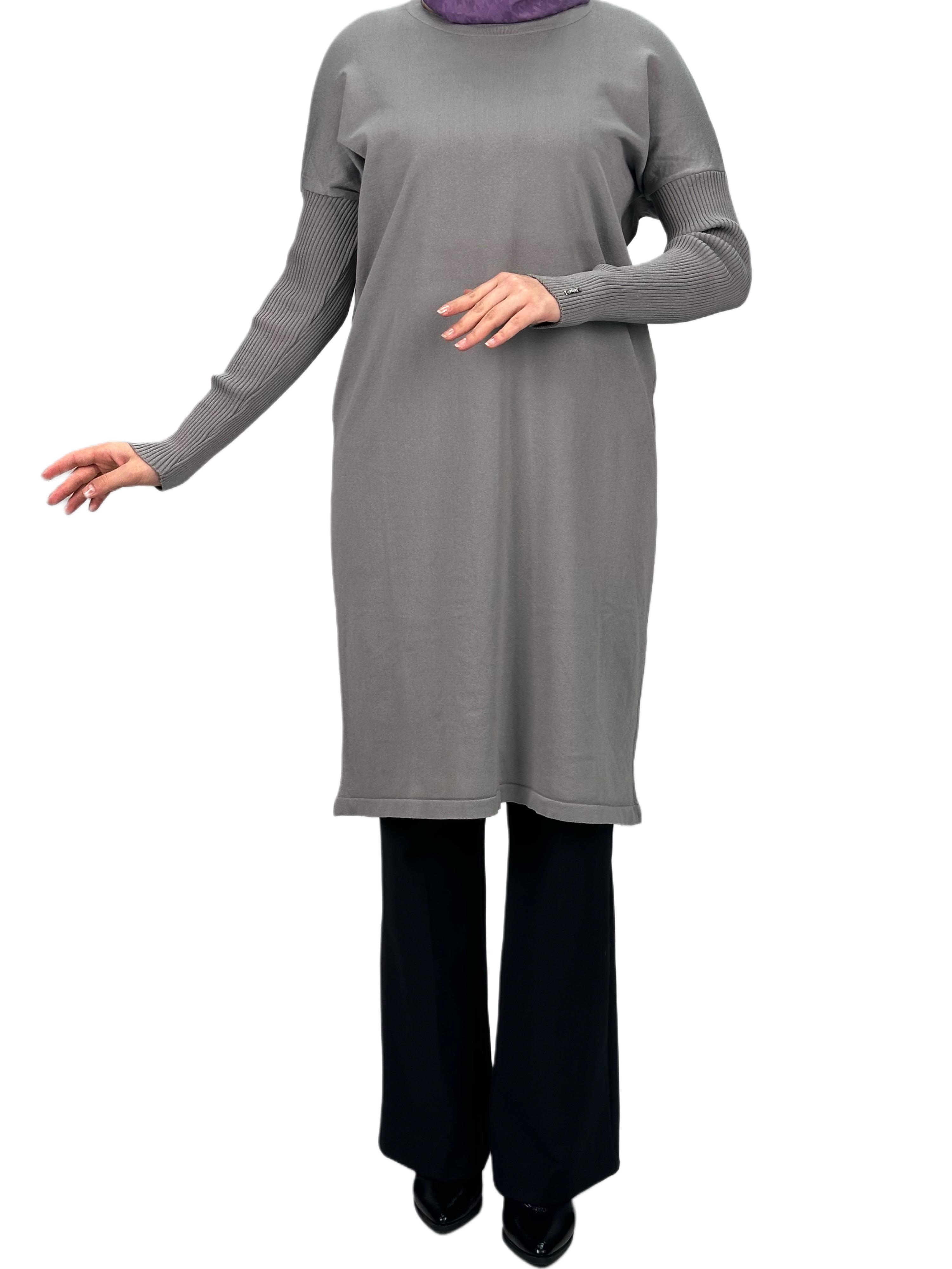Rayon Kollu Merserize Triko Tunik Gri OTW118