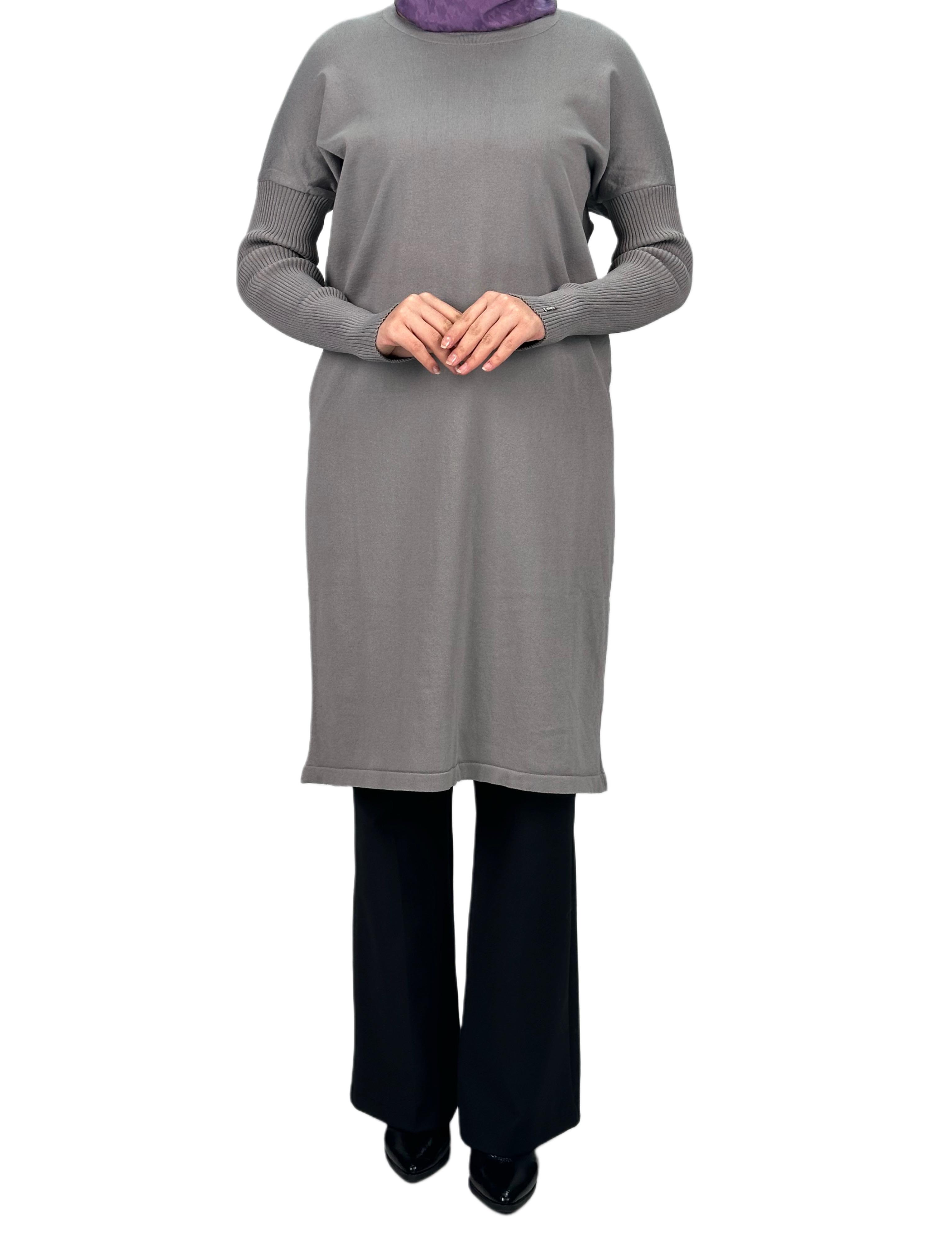 Rayon Kollu Merserize Triko Tunik Gri OTW118