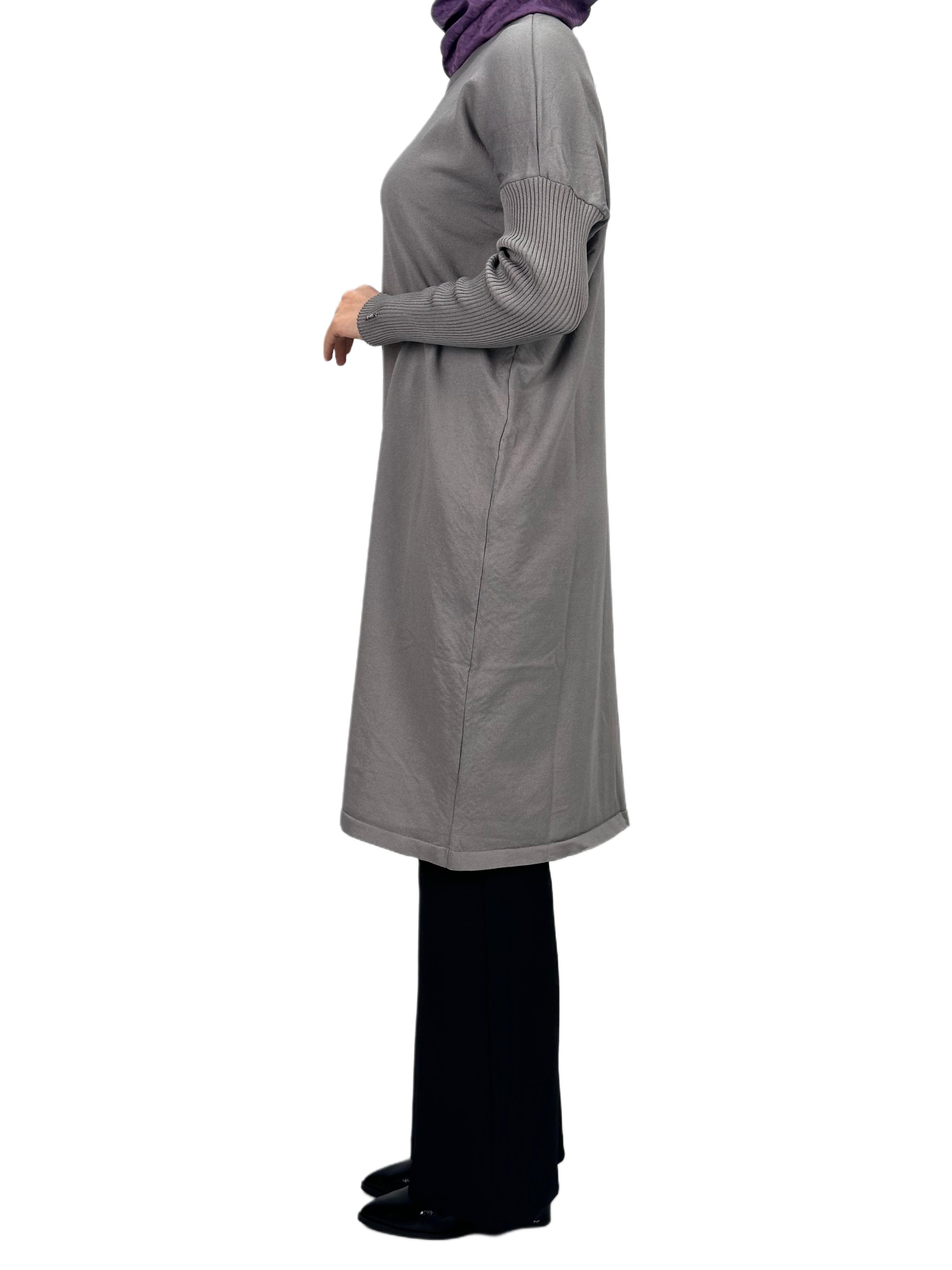 Rayon Kollu Merserize Triko Tunik Gri OTW118