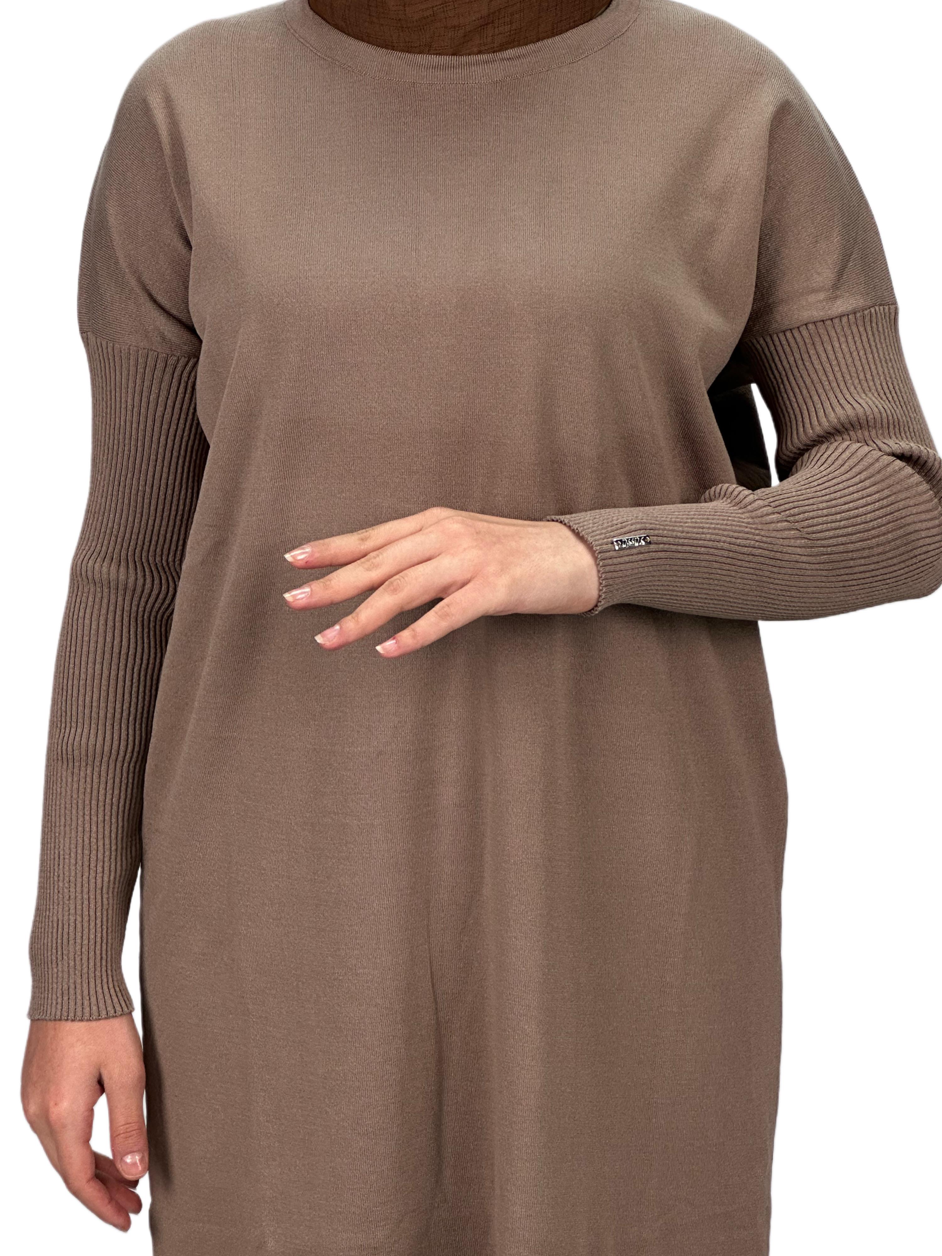 Rayon Kollu Merserize Triko Tunik Vizon OTW118