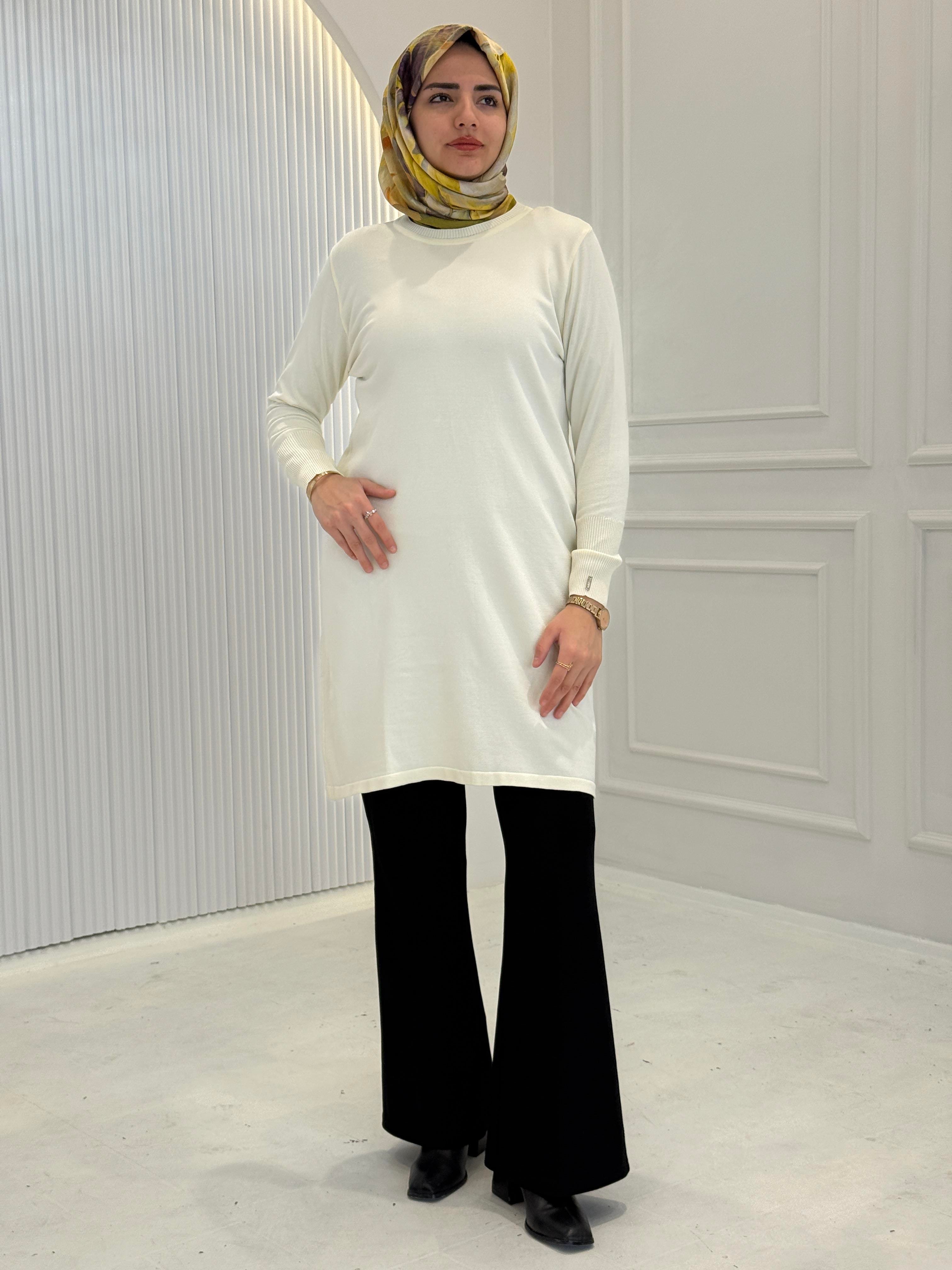Rayonsuz Merserize Triko Tunik Ekru OTW118