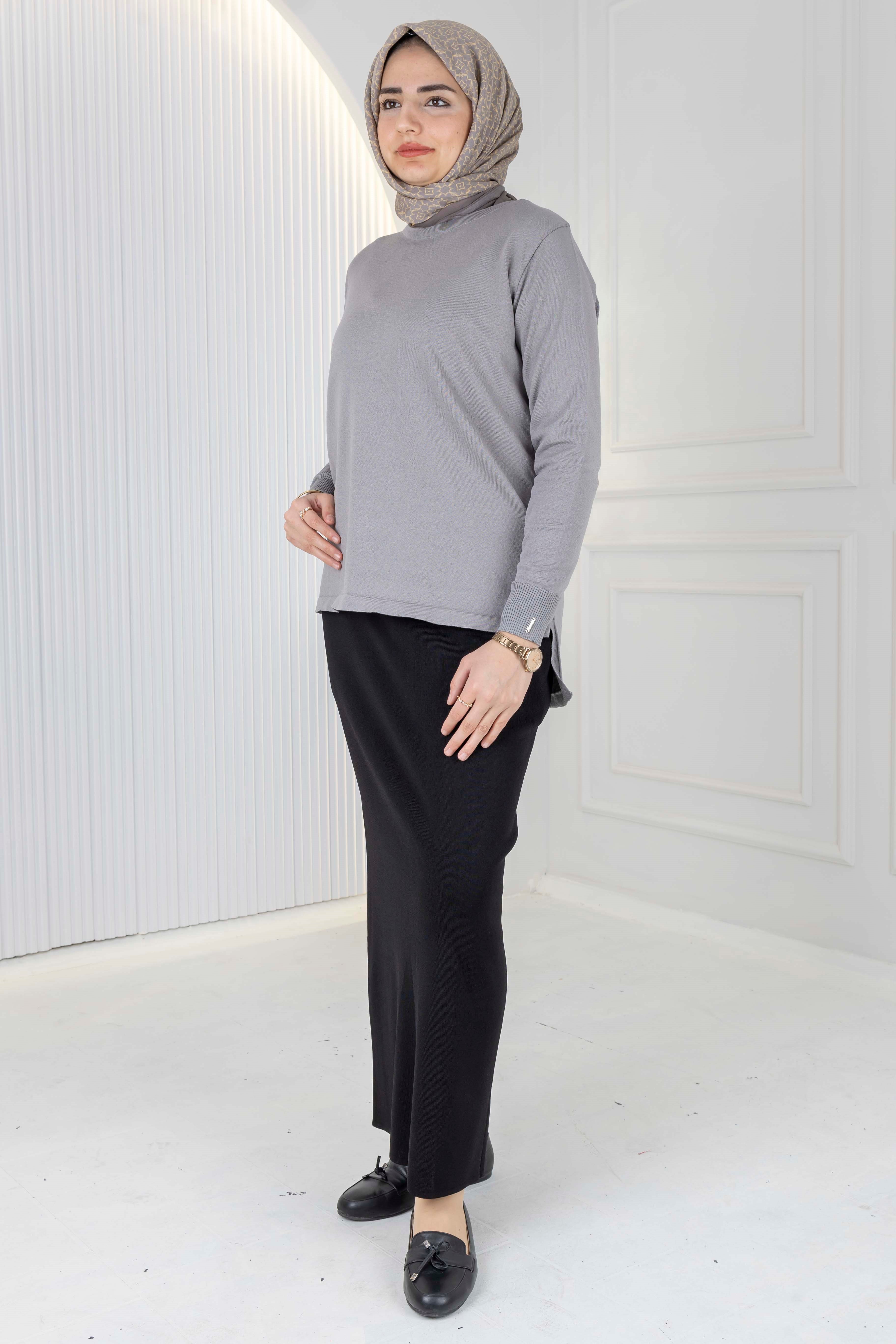 Rayonsuz Merserize Triko Tunik Gri OTW122