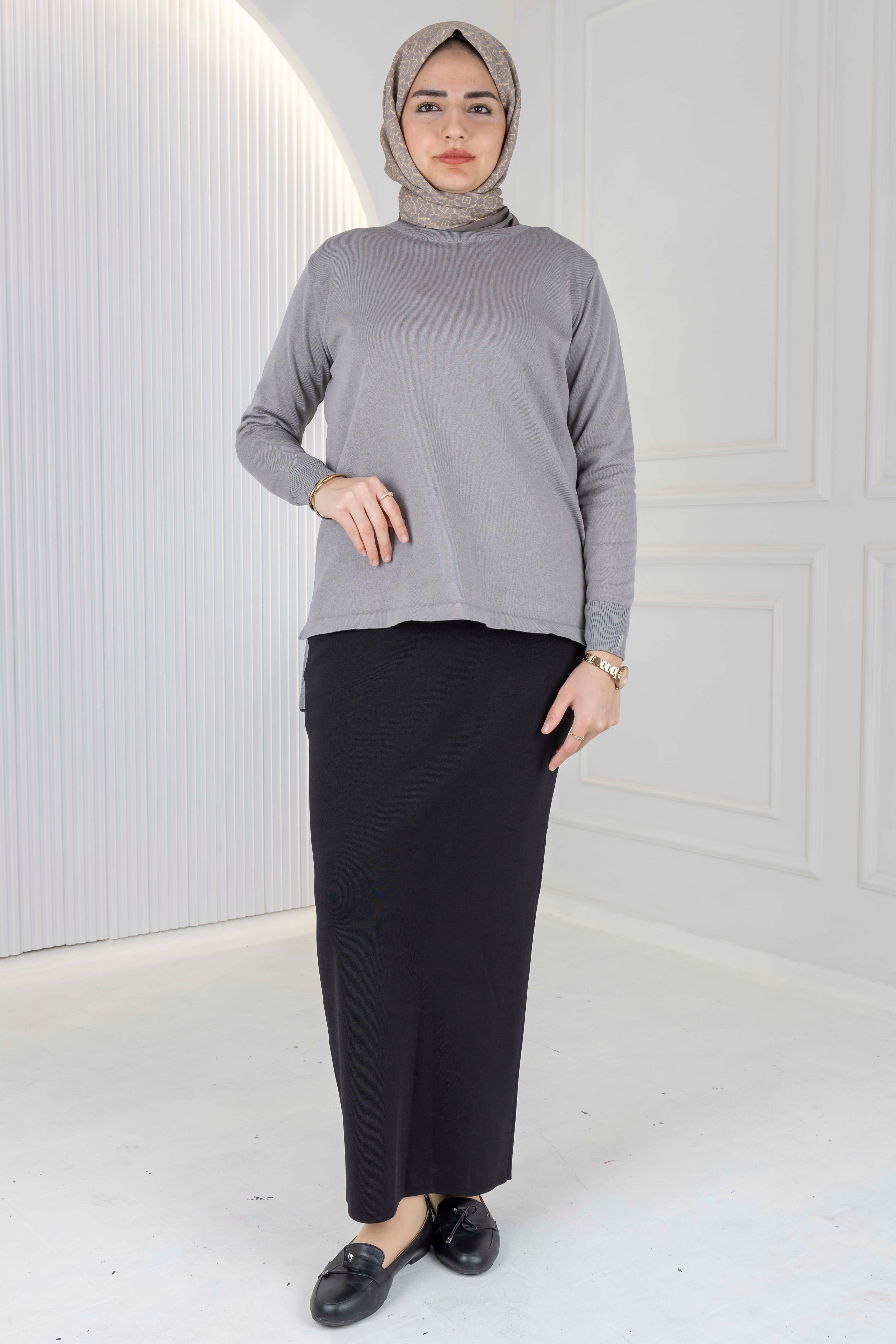 Rayonsuz Merserize Triko Tunik Gri OTW122