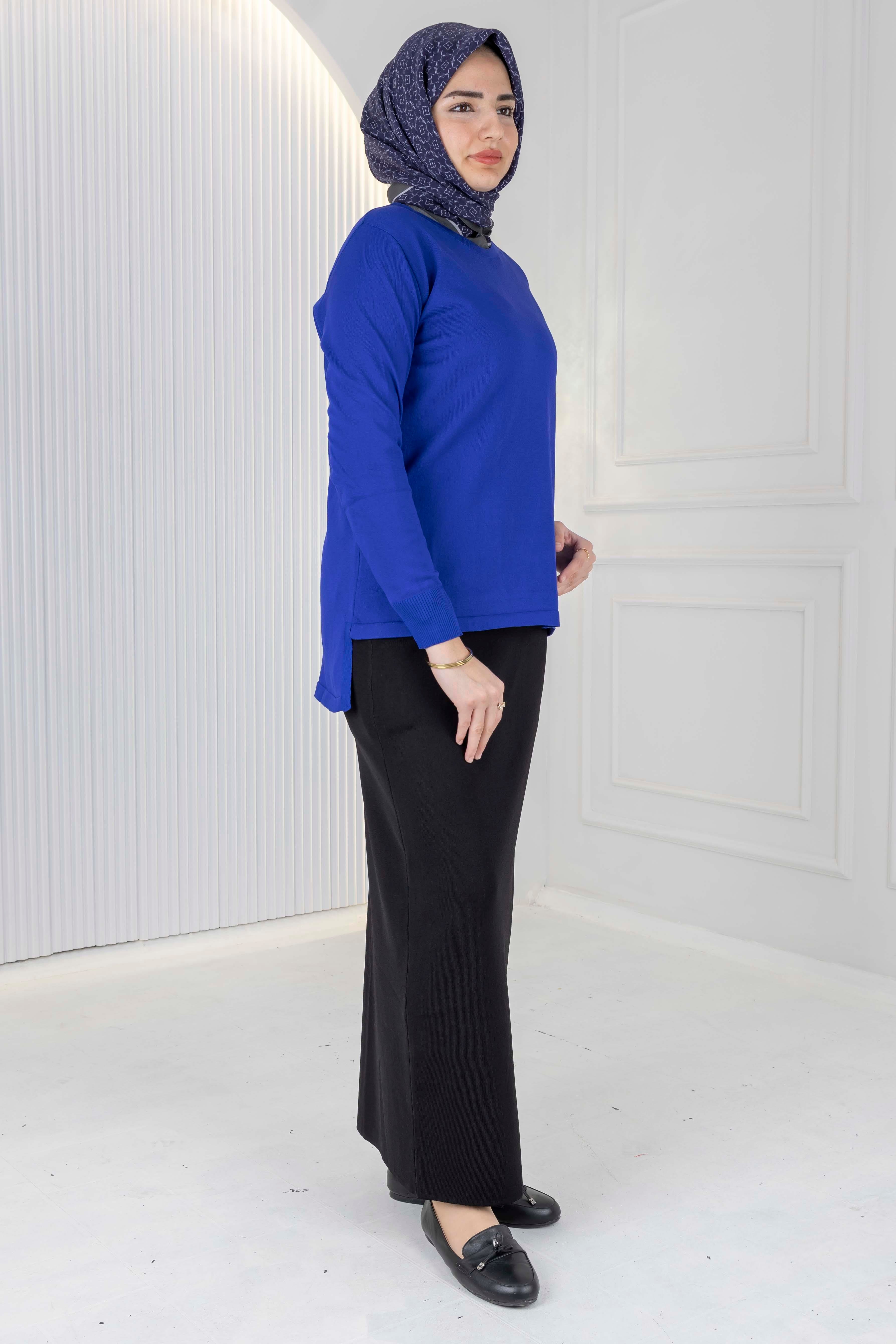 Rayonsuz Merserize Triko Tunik Saks OTW122