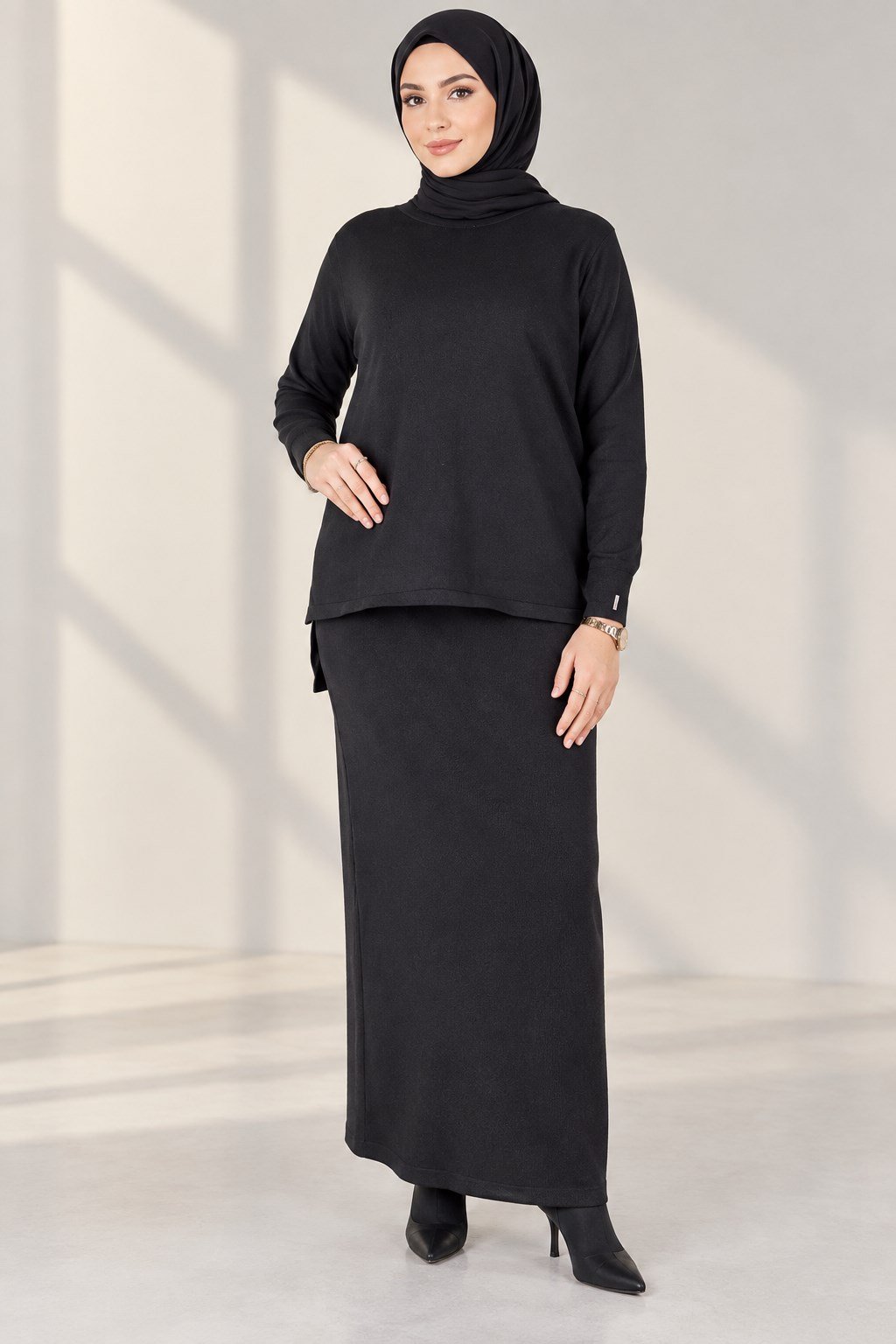Rayonsuz Merserize Triko Tunik Siyah OTW122