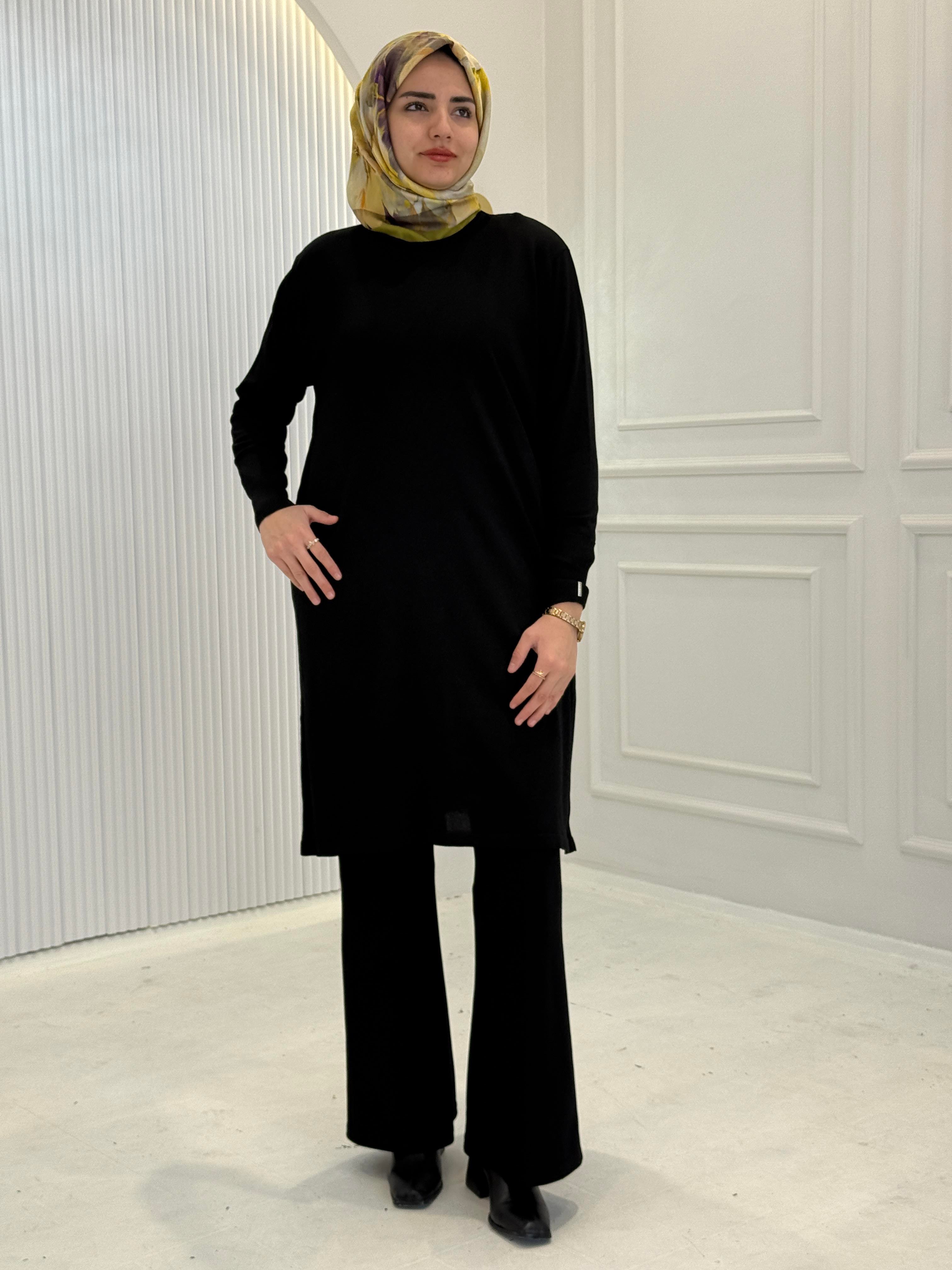 Rayonsuz Merserize Triko Tunik Siyah OTW118