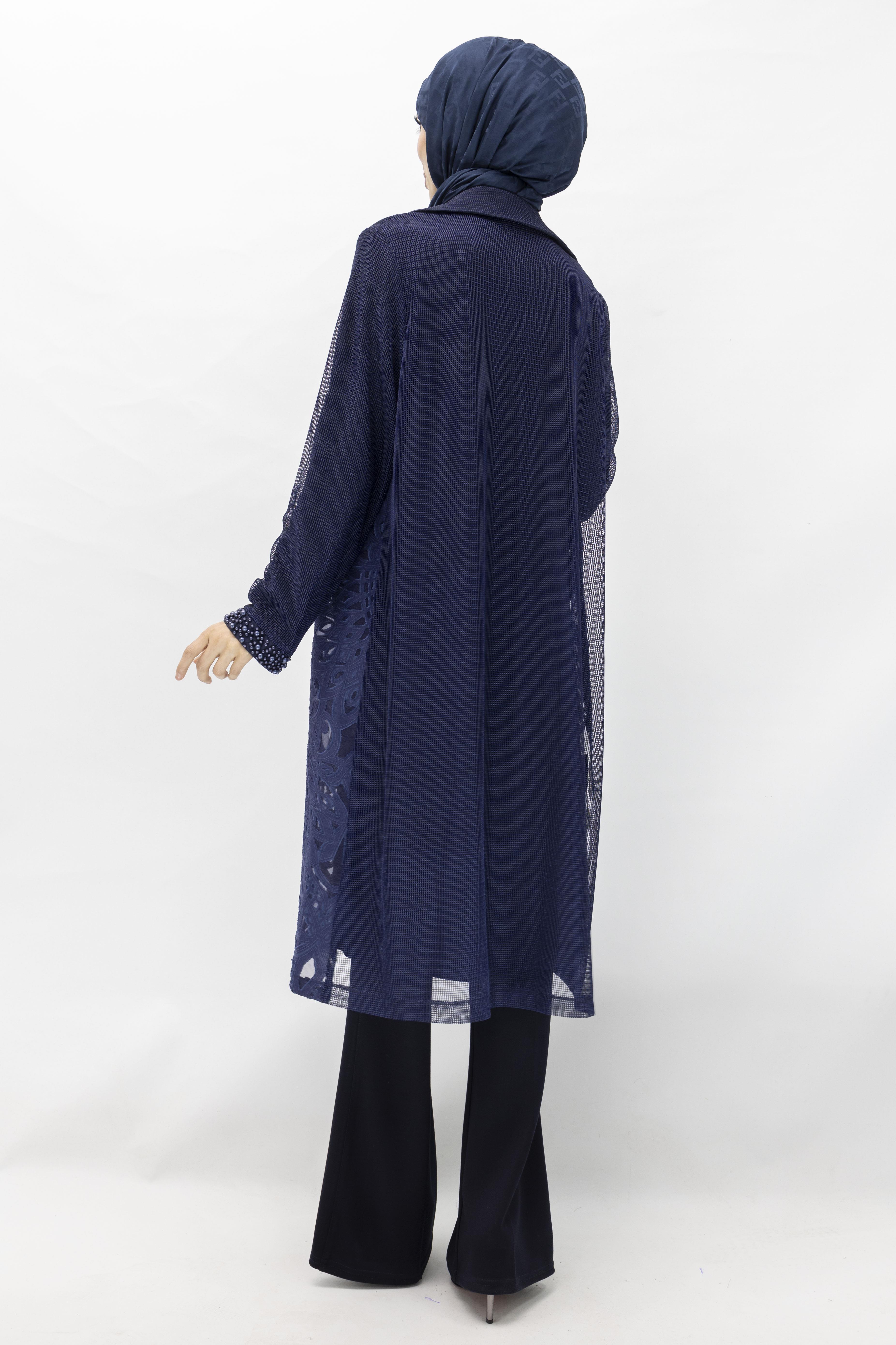 SAFİR BÜYÜK BEDEN İÇLİK VE KİMONO İKİLİ TAKIM Lacivert OTW25140