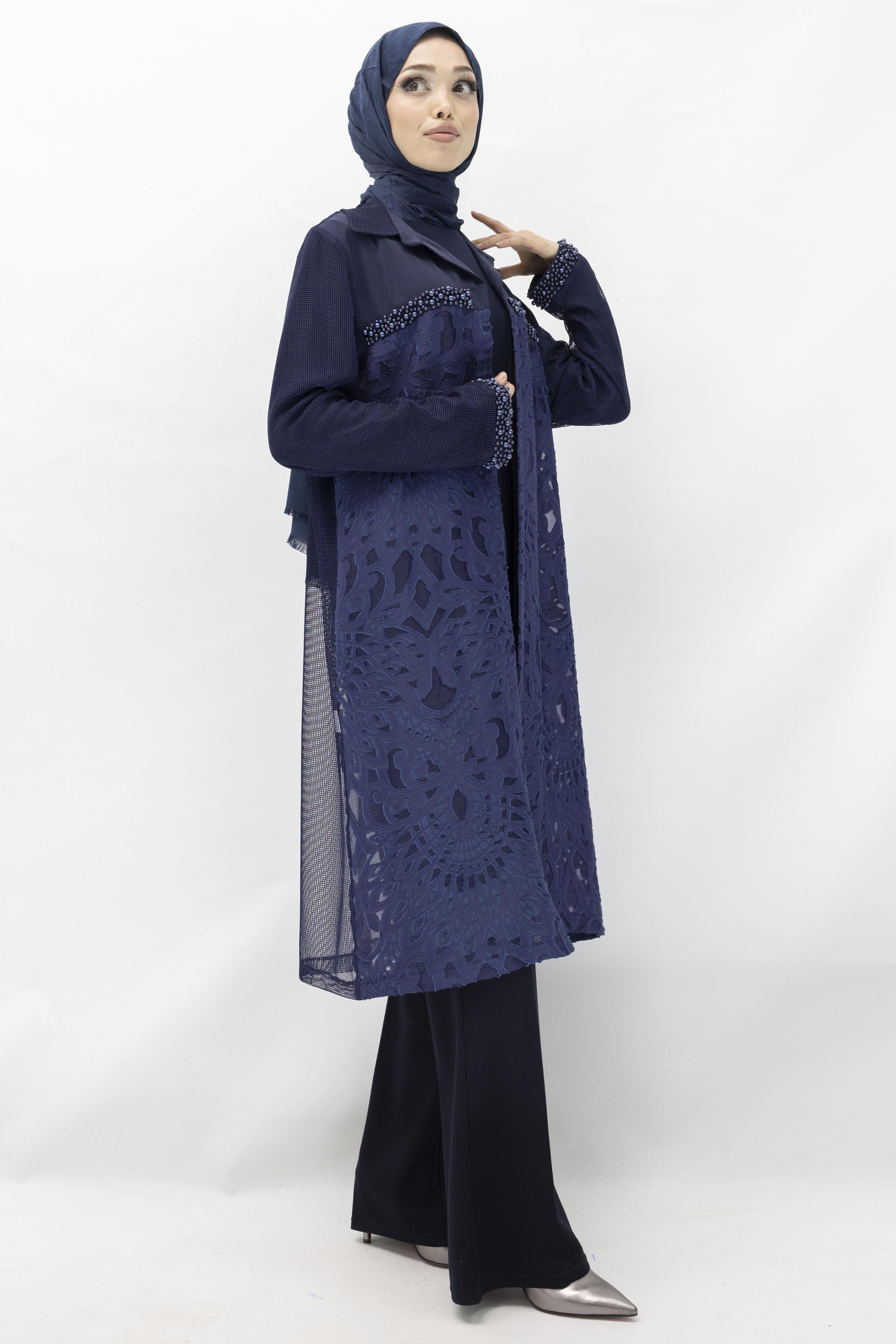 SAFİR BÜYÜK BEDEN İÇLİK VE KİMONO İKİLİ TAKIM Lacivert OTW25140