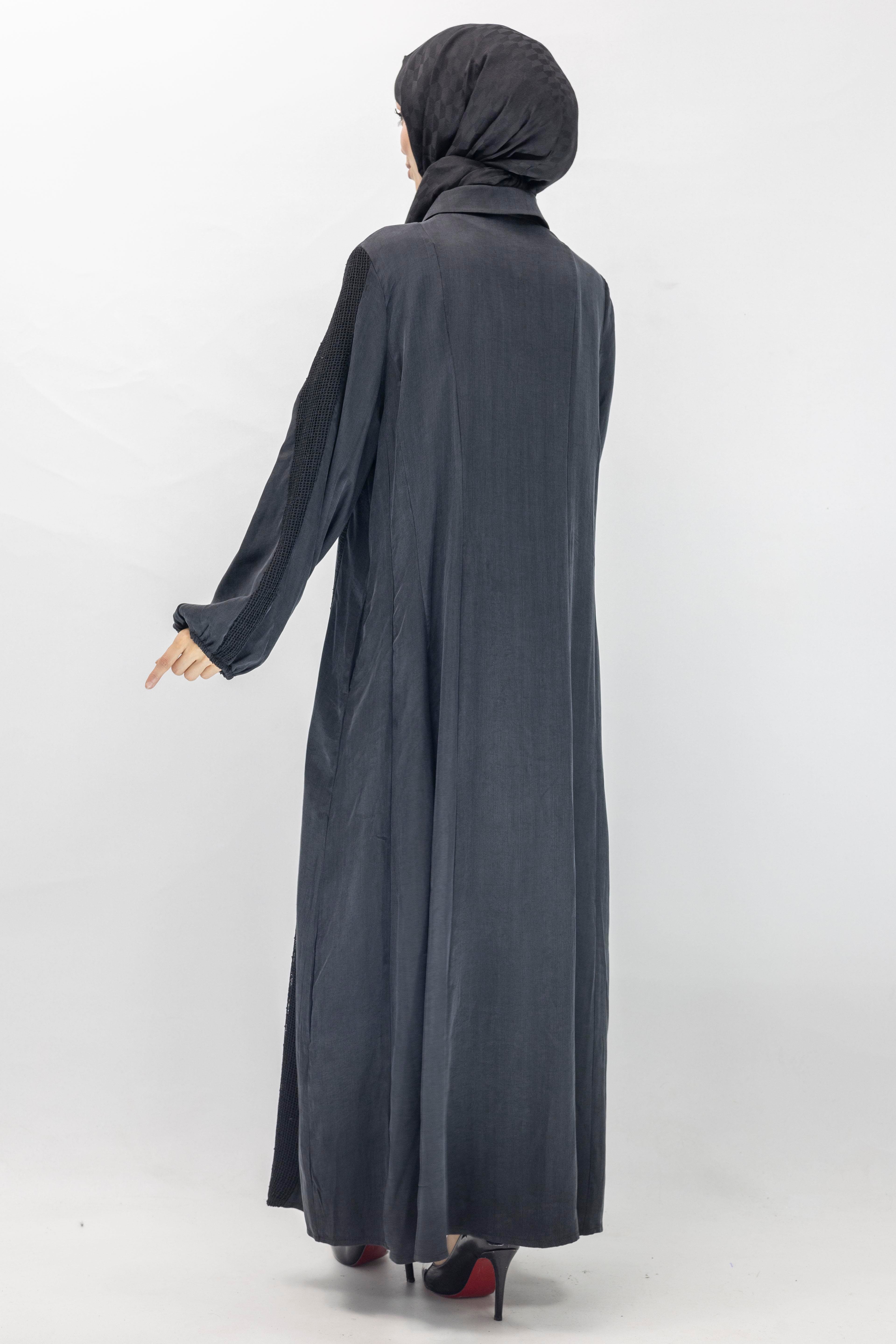 Şerit Detaylı Cupra İpek Elbise Siyah OTW5763