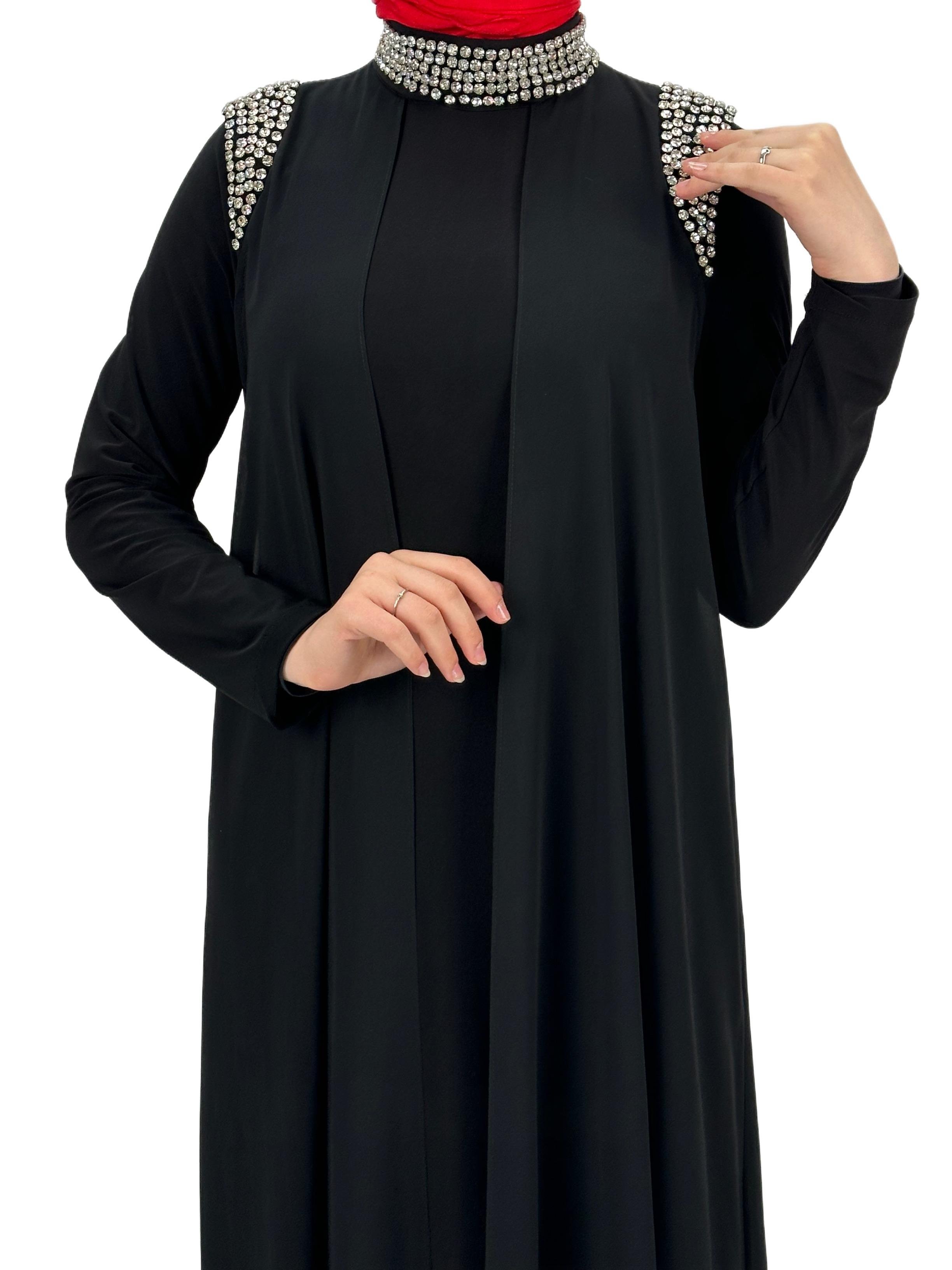 Şifon Abayalı Elbise Siyah OTW4320