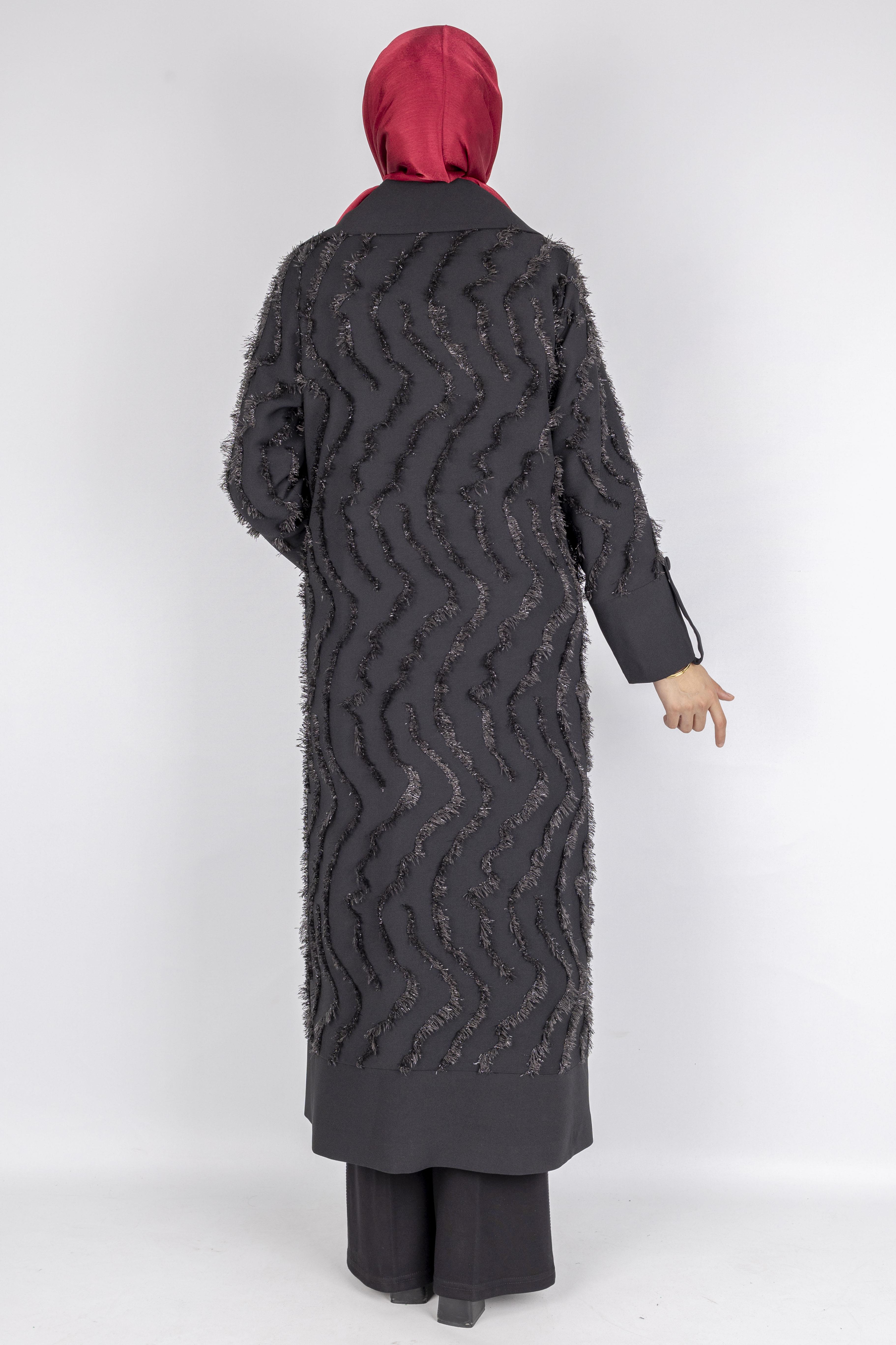 Şık Püskül Tasarımlı Tesettür Kap Siyah OTW1591