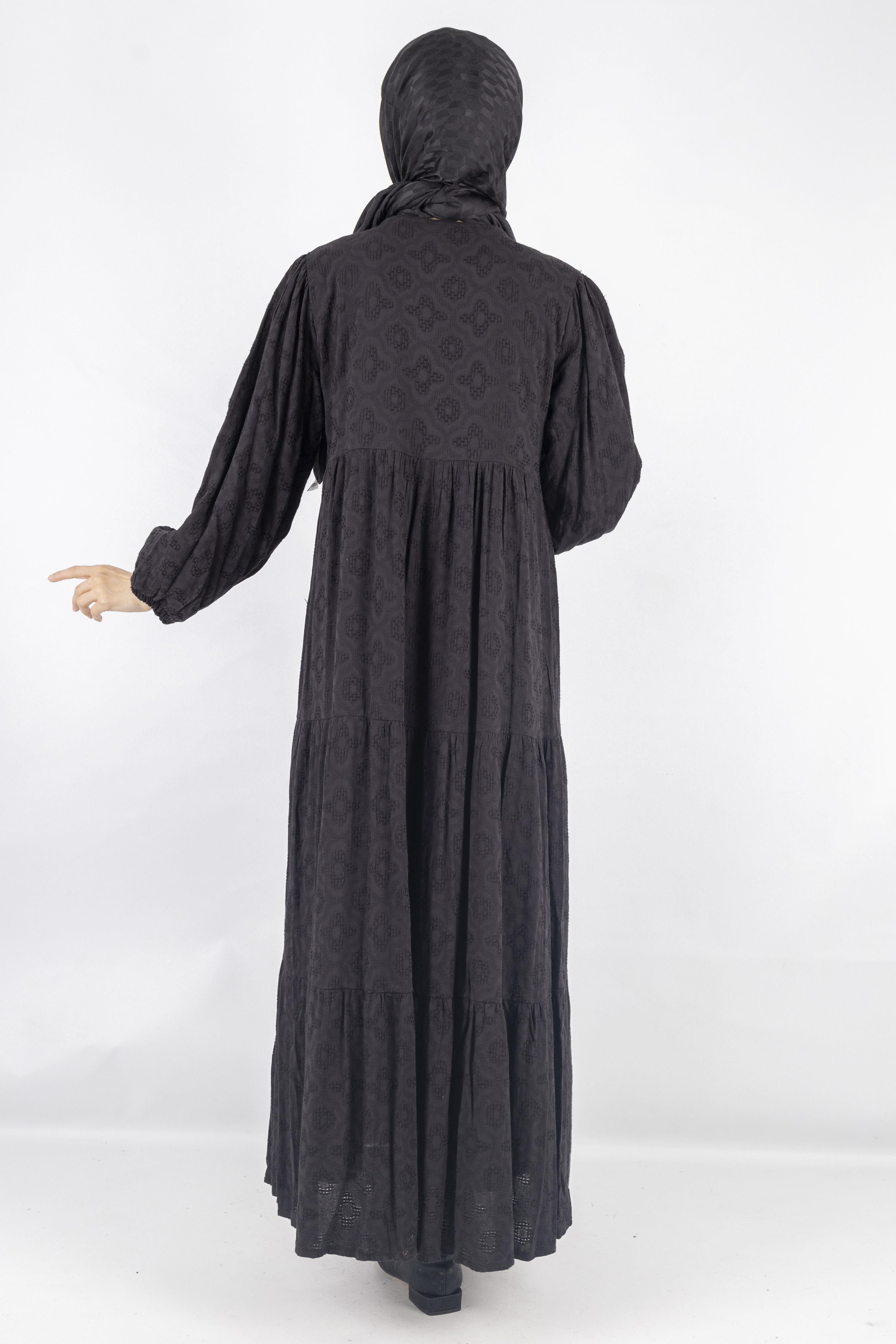 Siyah Astarlı Fisto Keten Elbise Siyah OTW1983