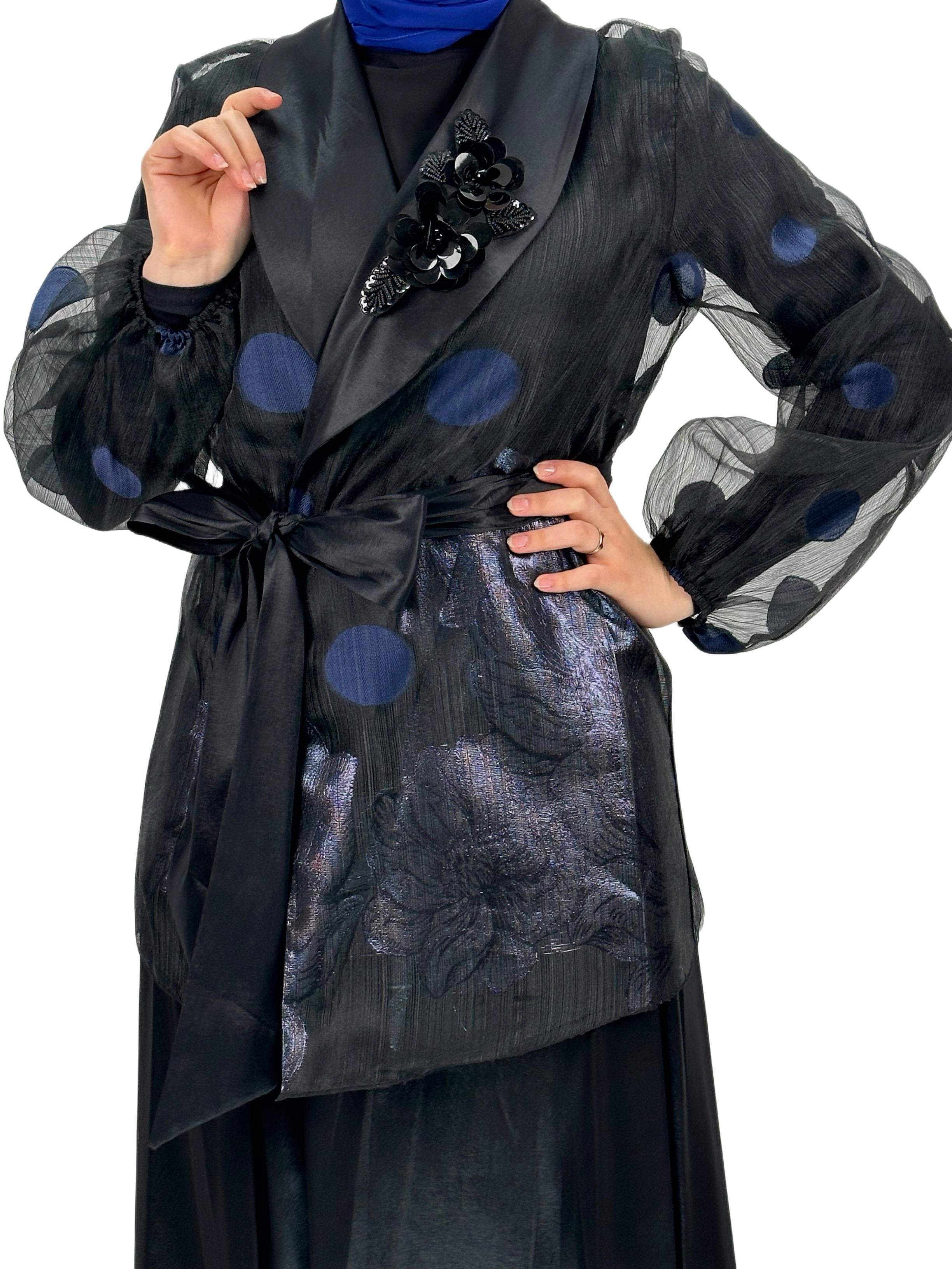 Tafta Etekli Takm Siyah-İndigo OTW2055