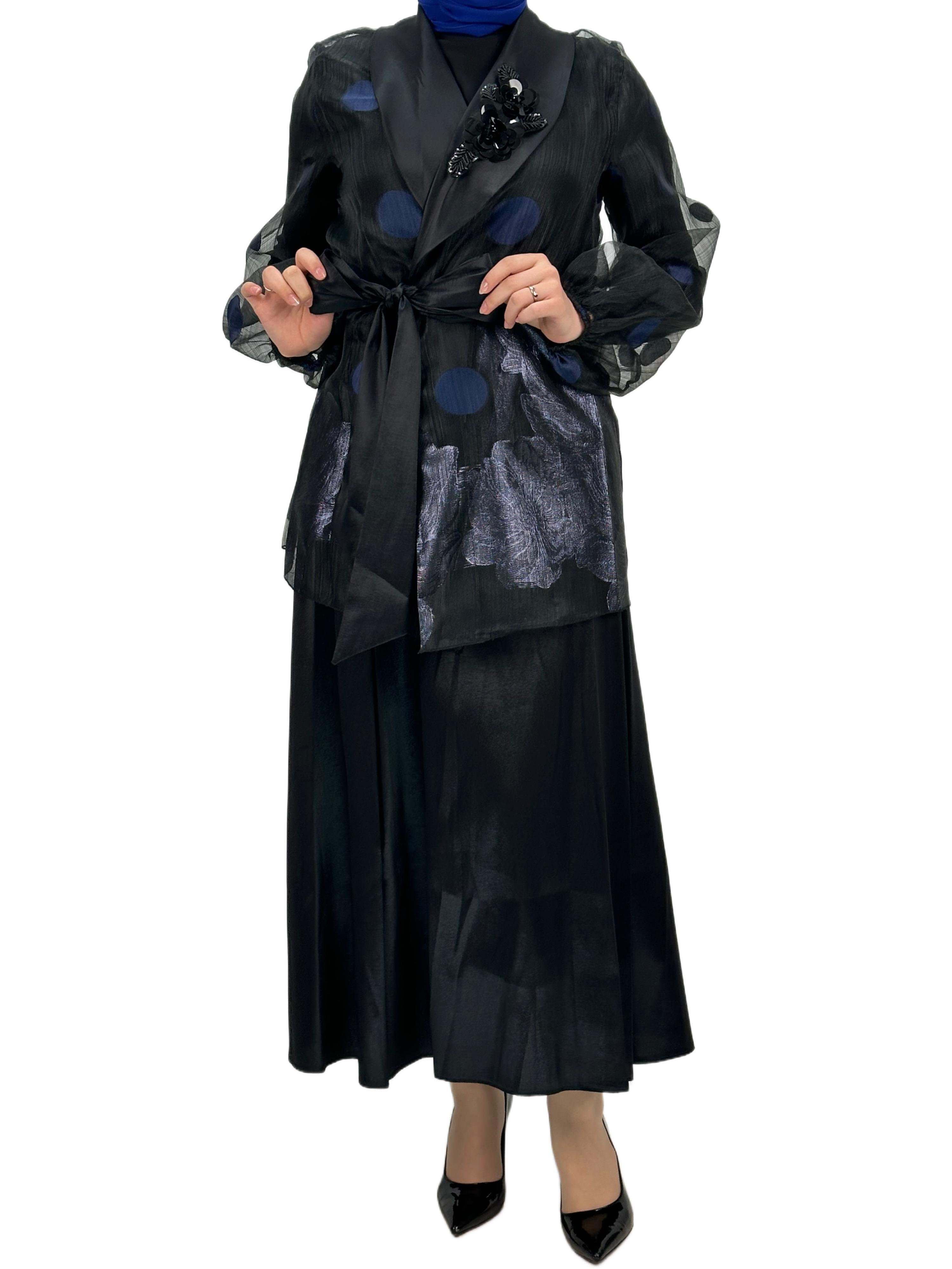 Tafta Etekli Takm Siyah-İndigo OTW2055