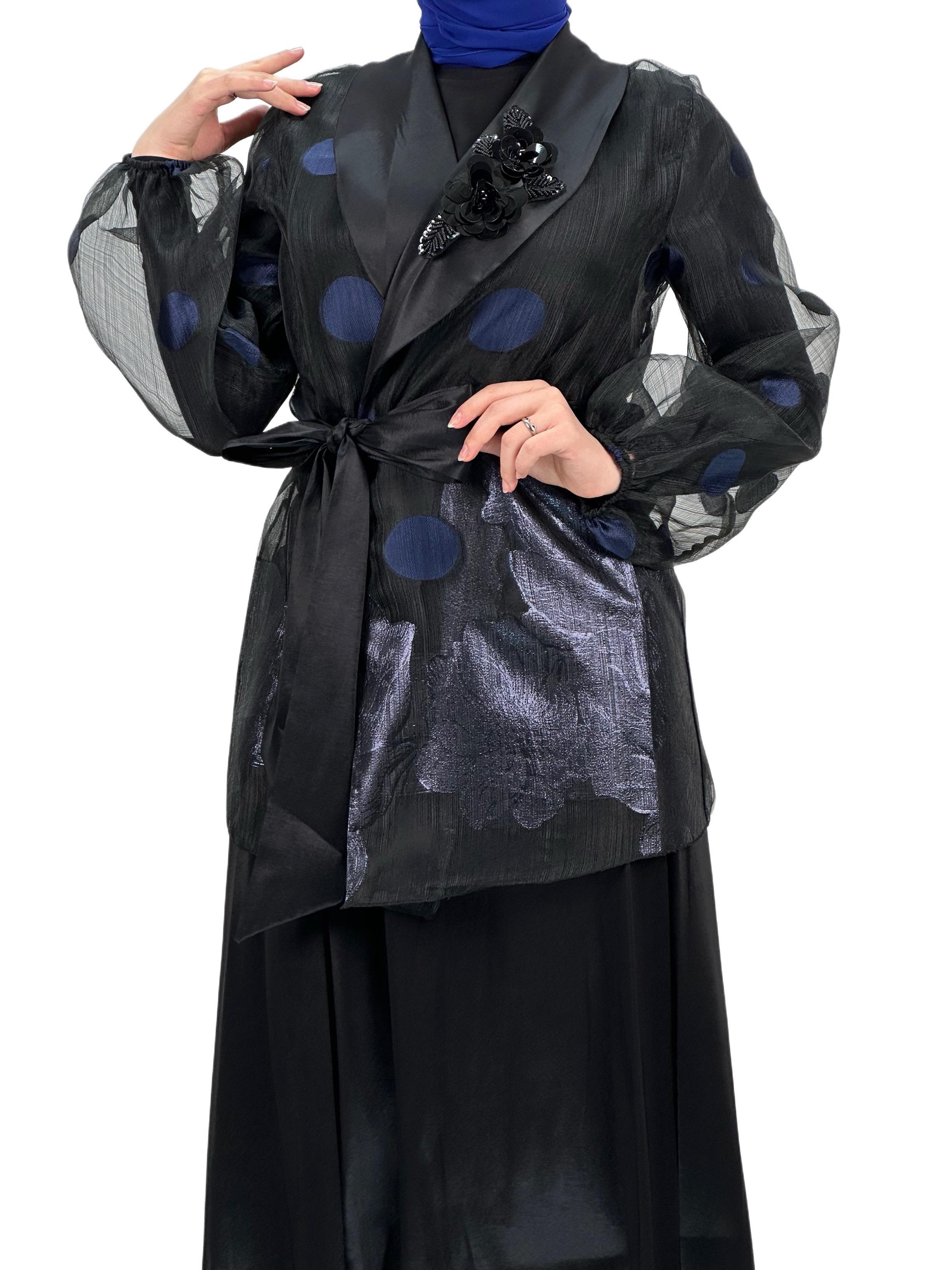 Tafta Etekli Takm Siyah-İndigo OTW2055