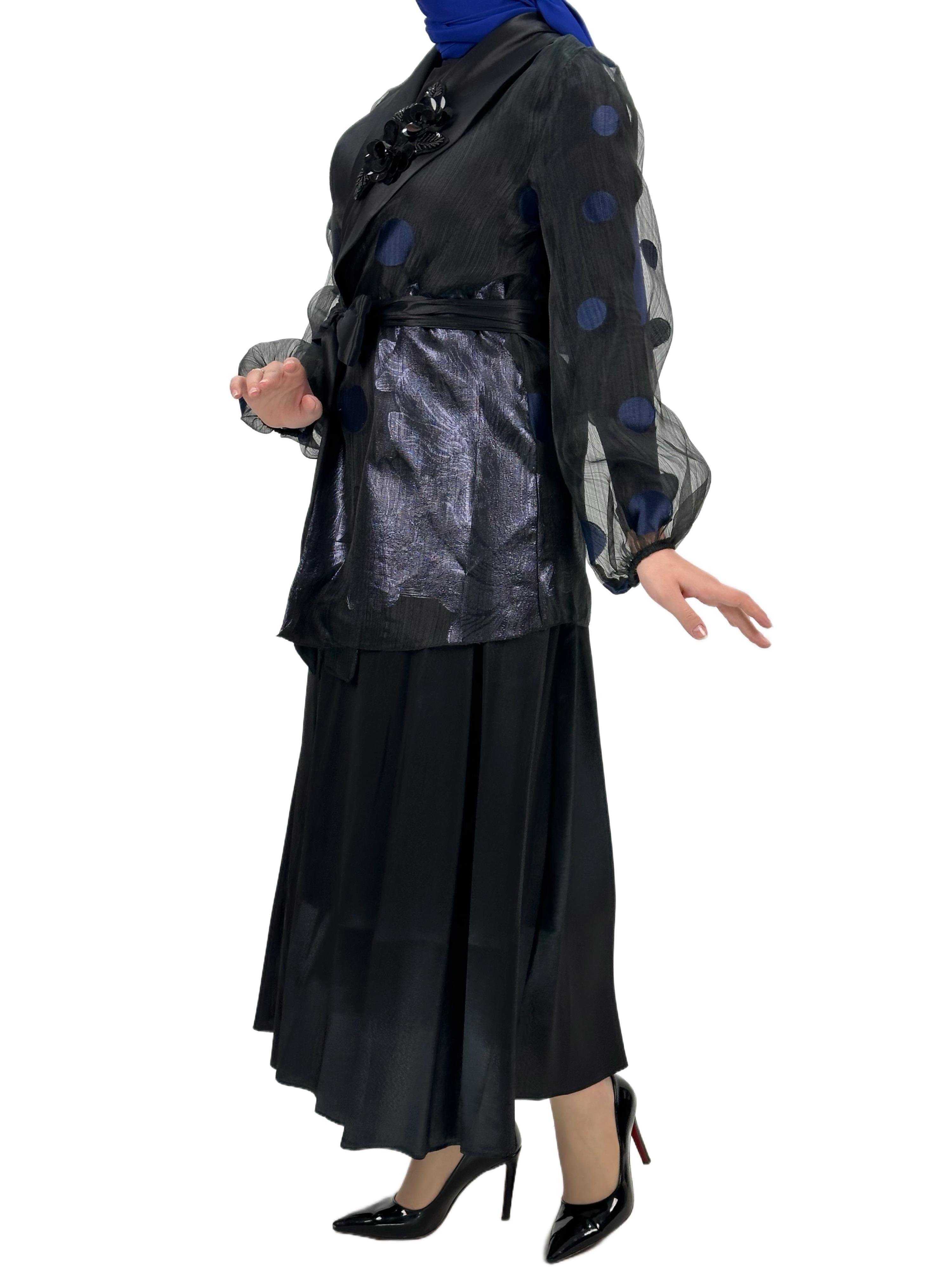 Tafta Etekli Takm Siyah-İndigo OTW2055