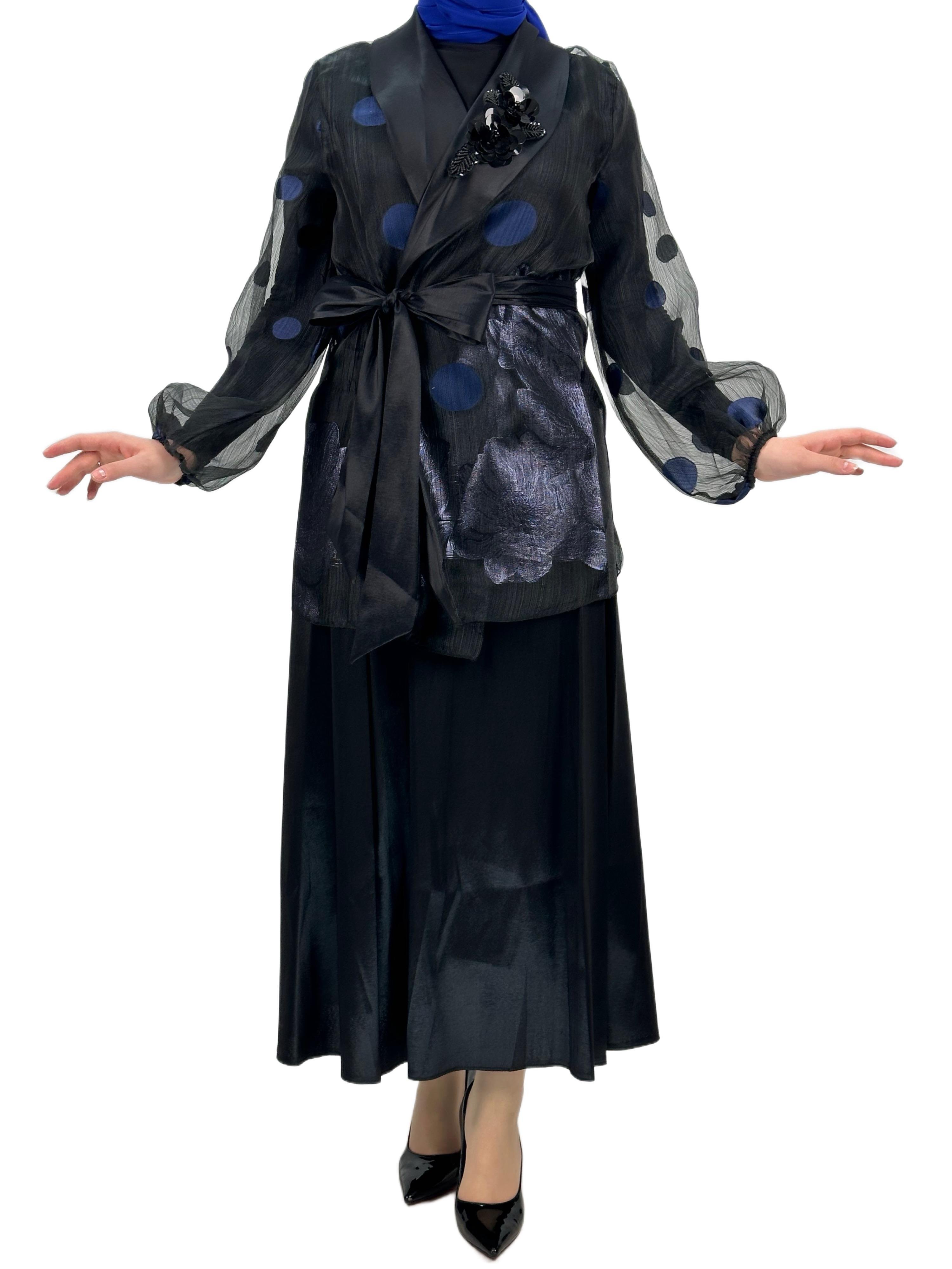 Tafta Etekli Takm Siyah-İndigo OTW2055