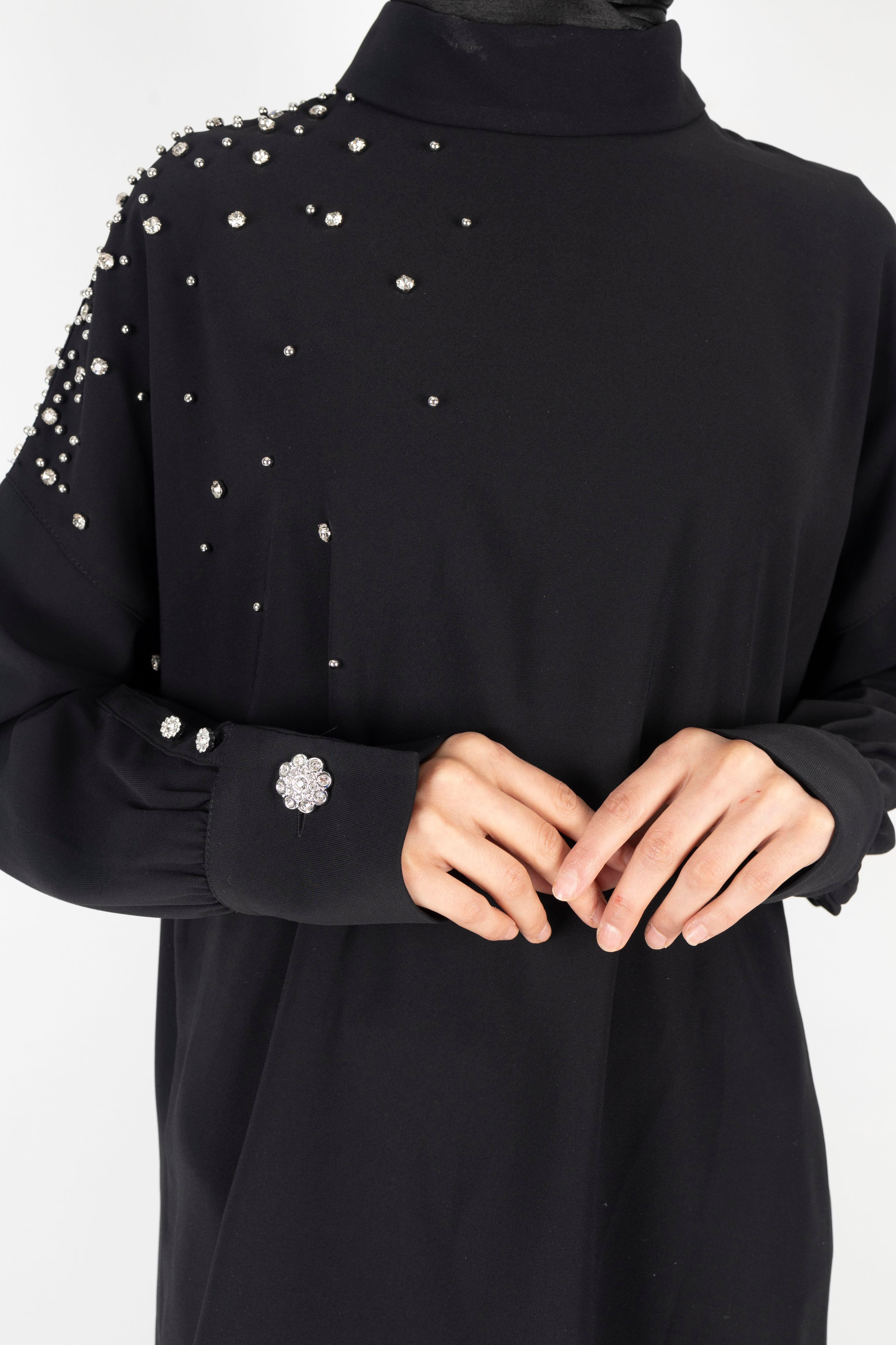 Taş Detaylı Pantolonlu Takım Siyah OTW1014