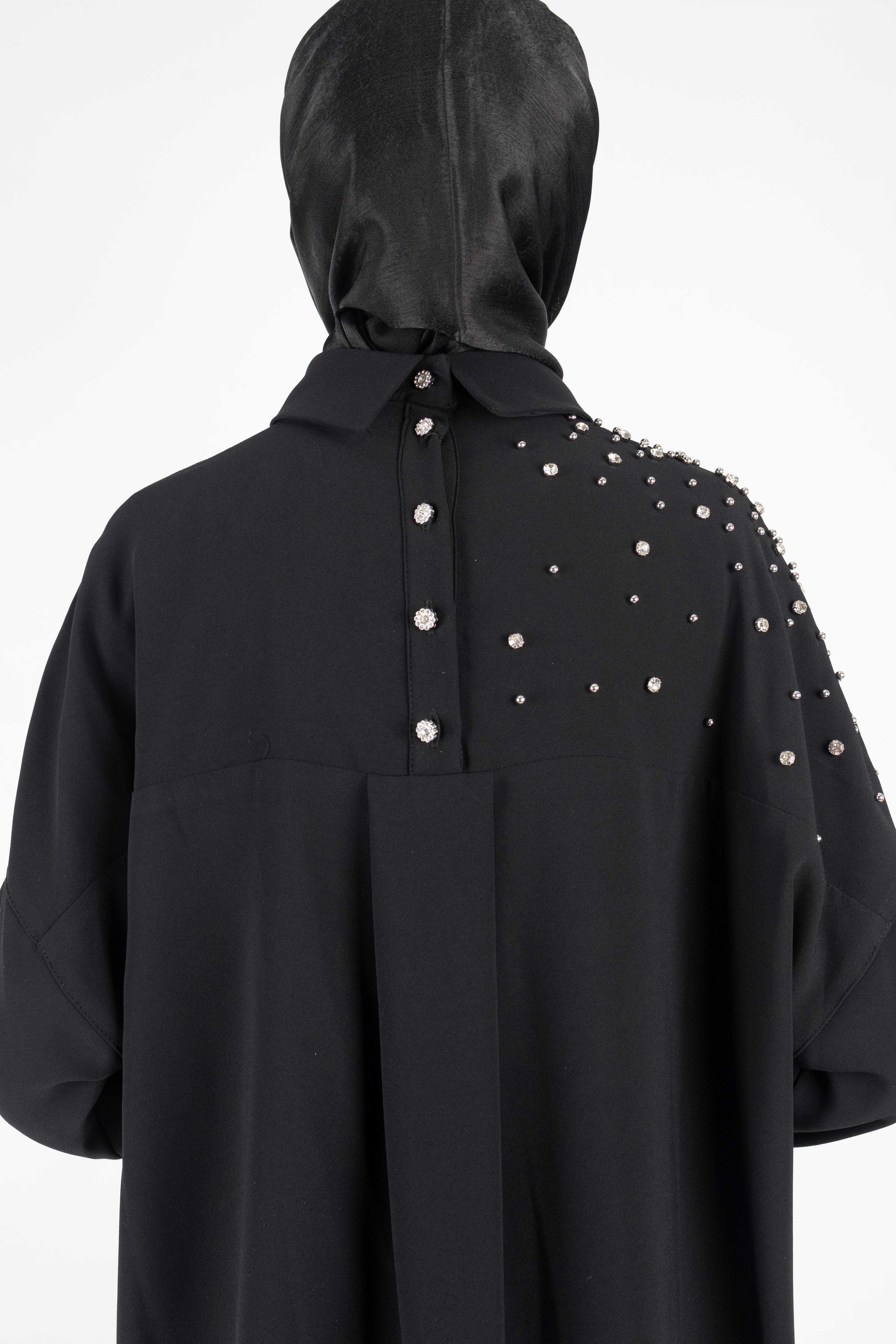 Taş Detaylı Pantolonlu Takım Siyah OTW1014