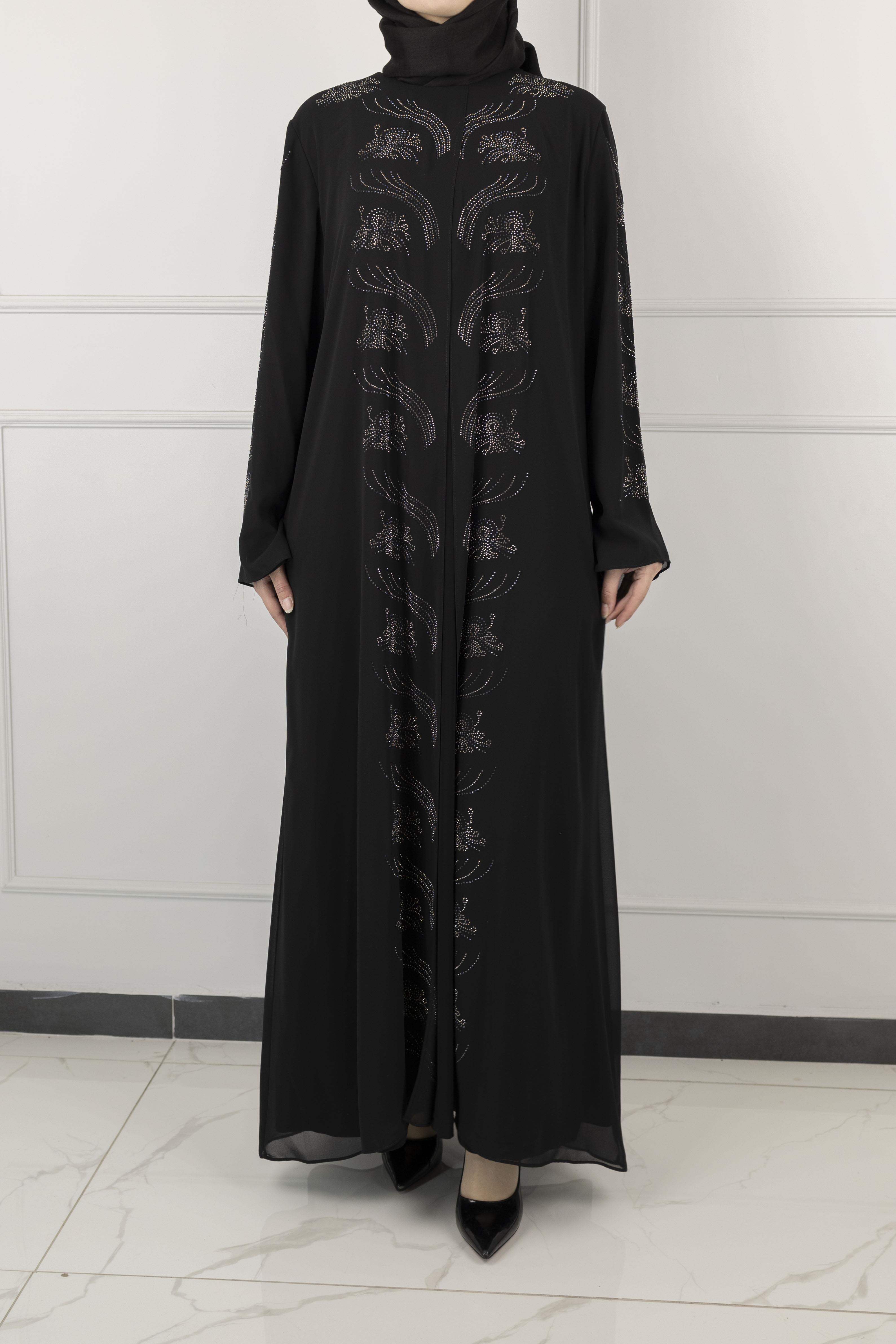 taşlı büyük beden abiye elbise Siyah OTW1377