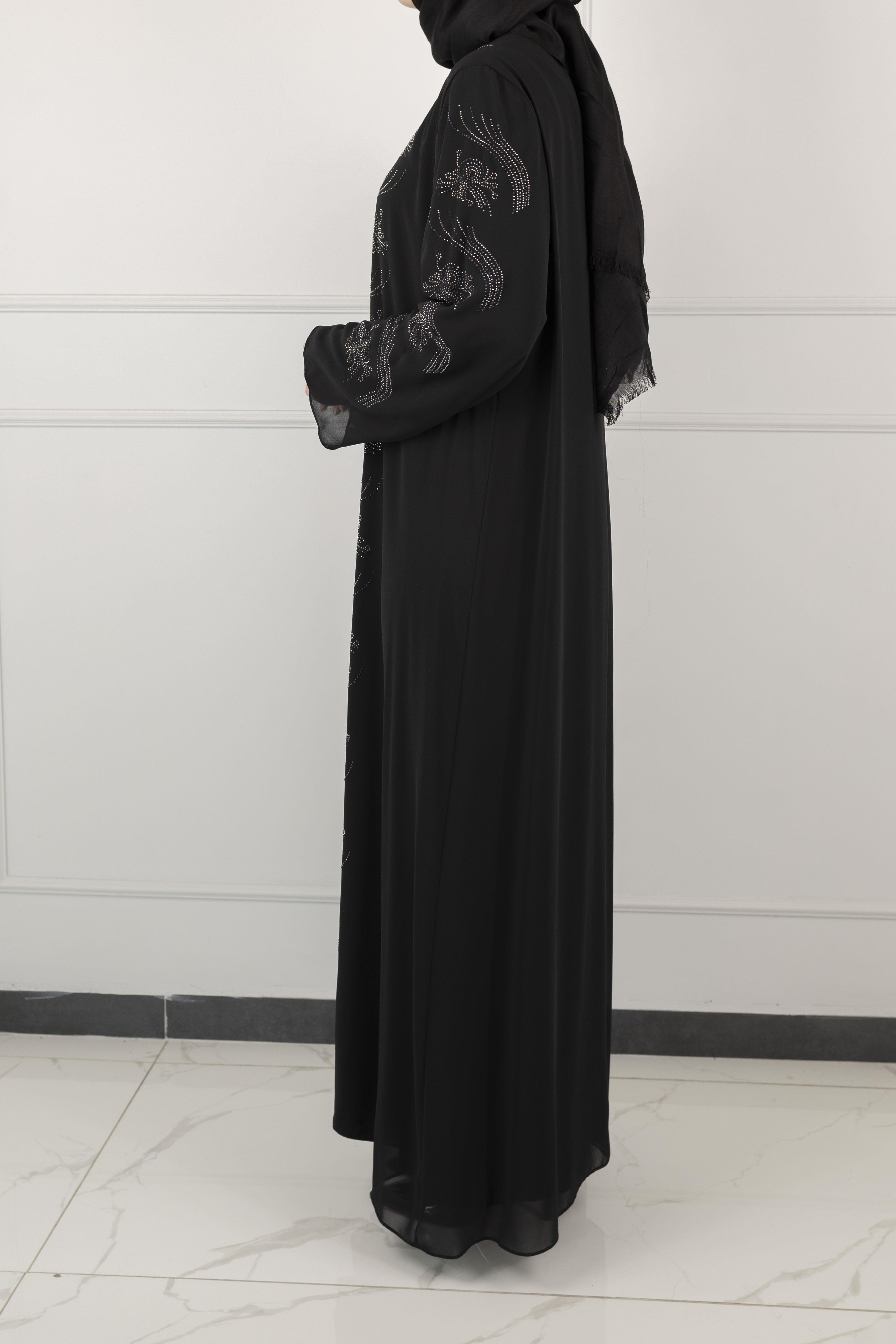 taşlı büyük beden abiye elbise Siyah OTW1377