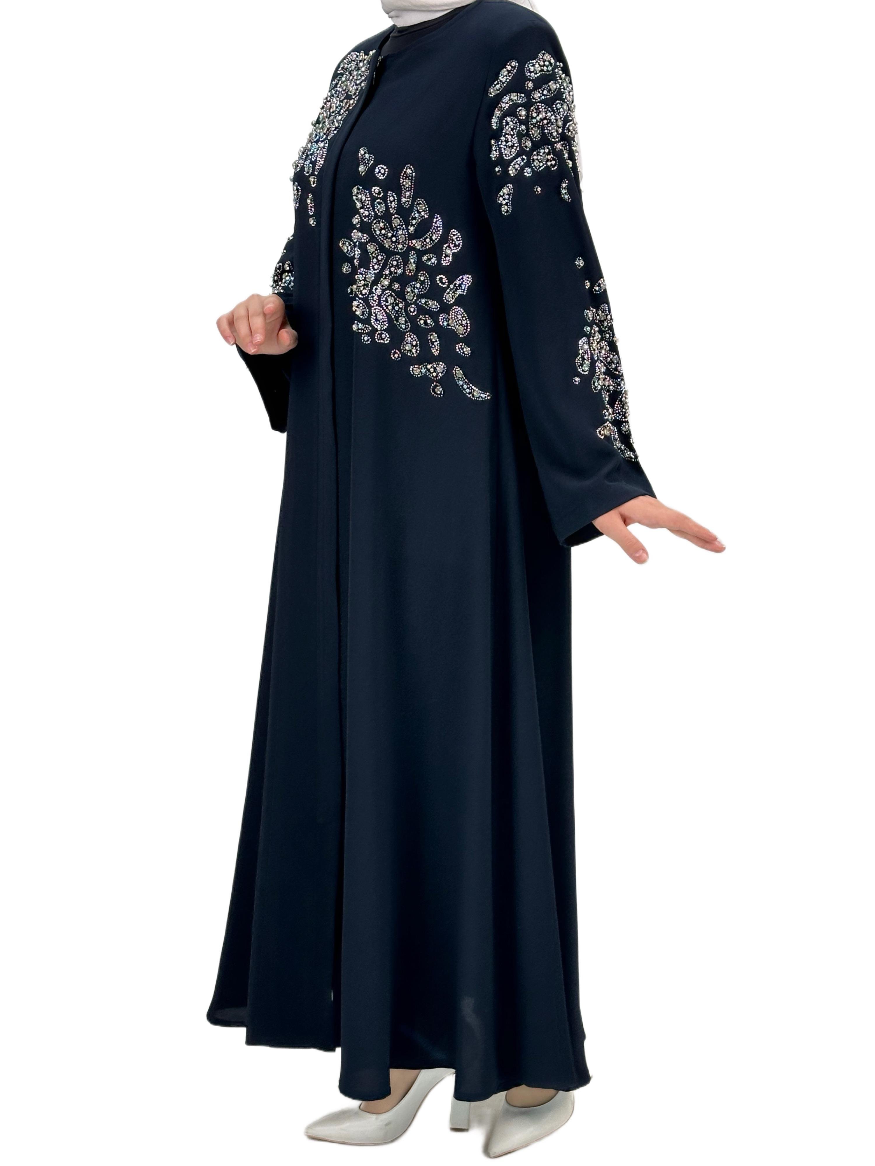 Taşlı Ferace Lacivert OTW36221