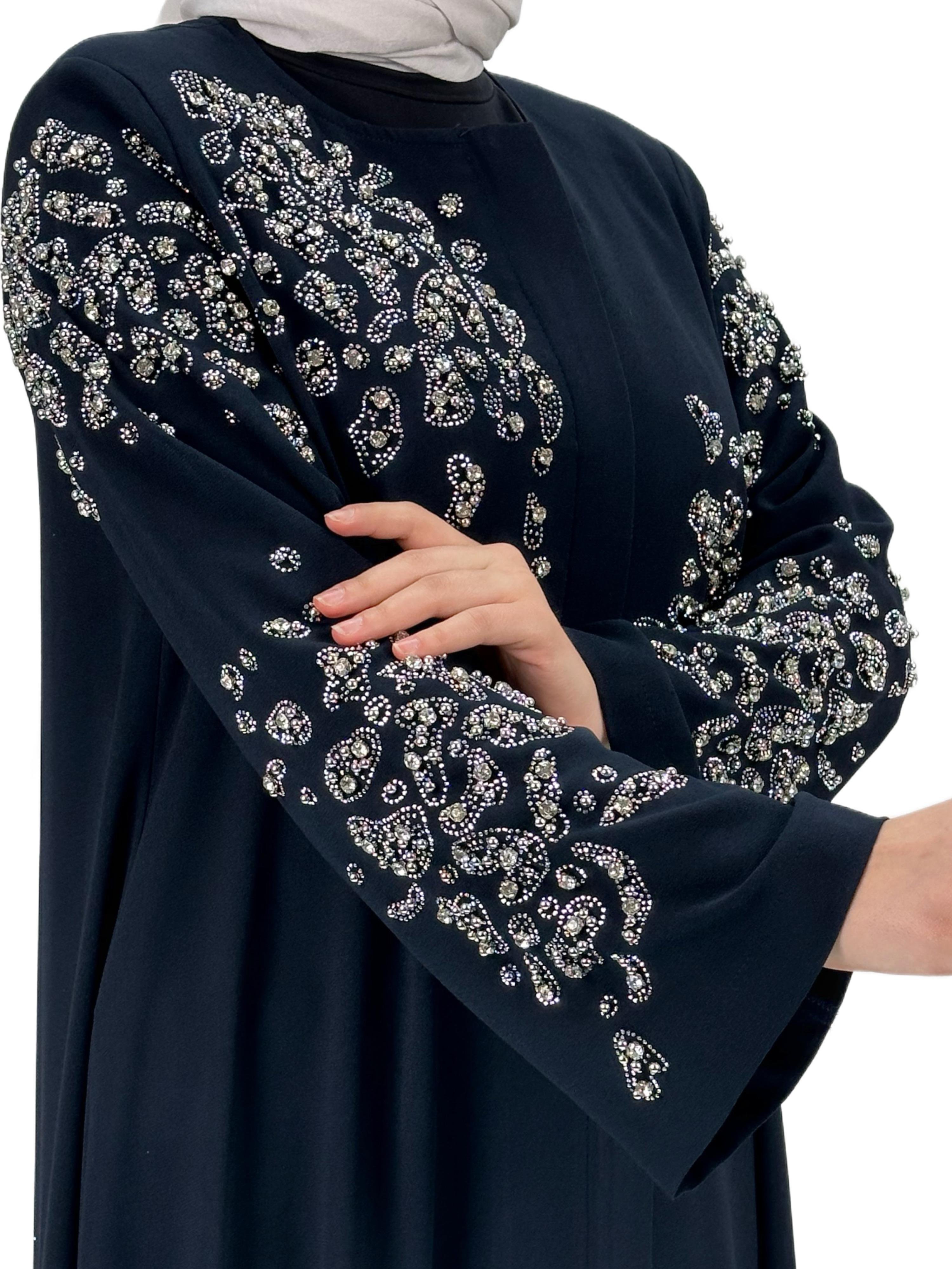 Taşlı Ferace Lacivert OTW36221