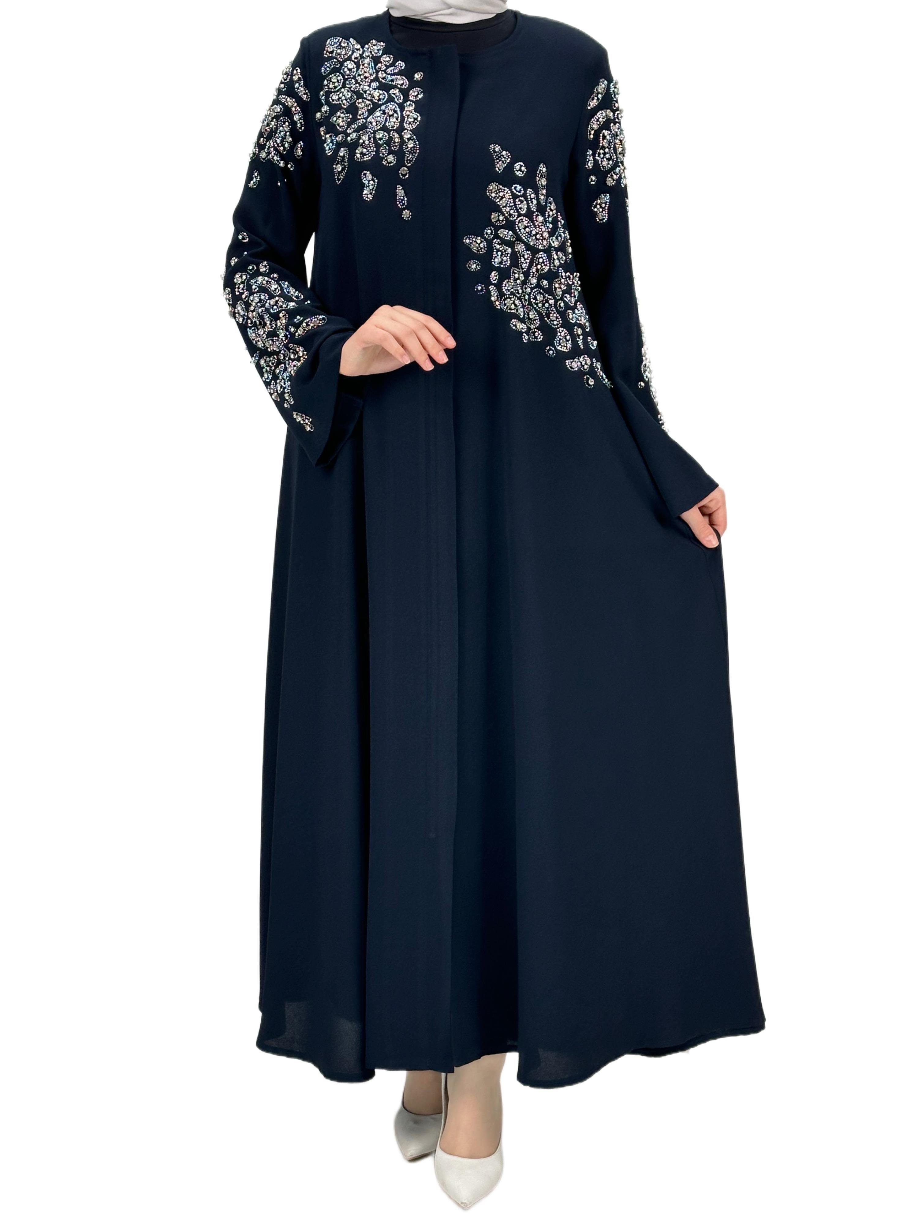 Taşlı Ferace Lacivert OTW36221