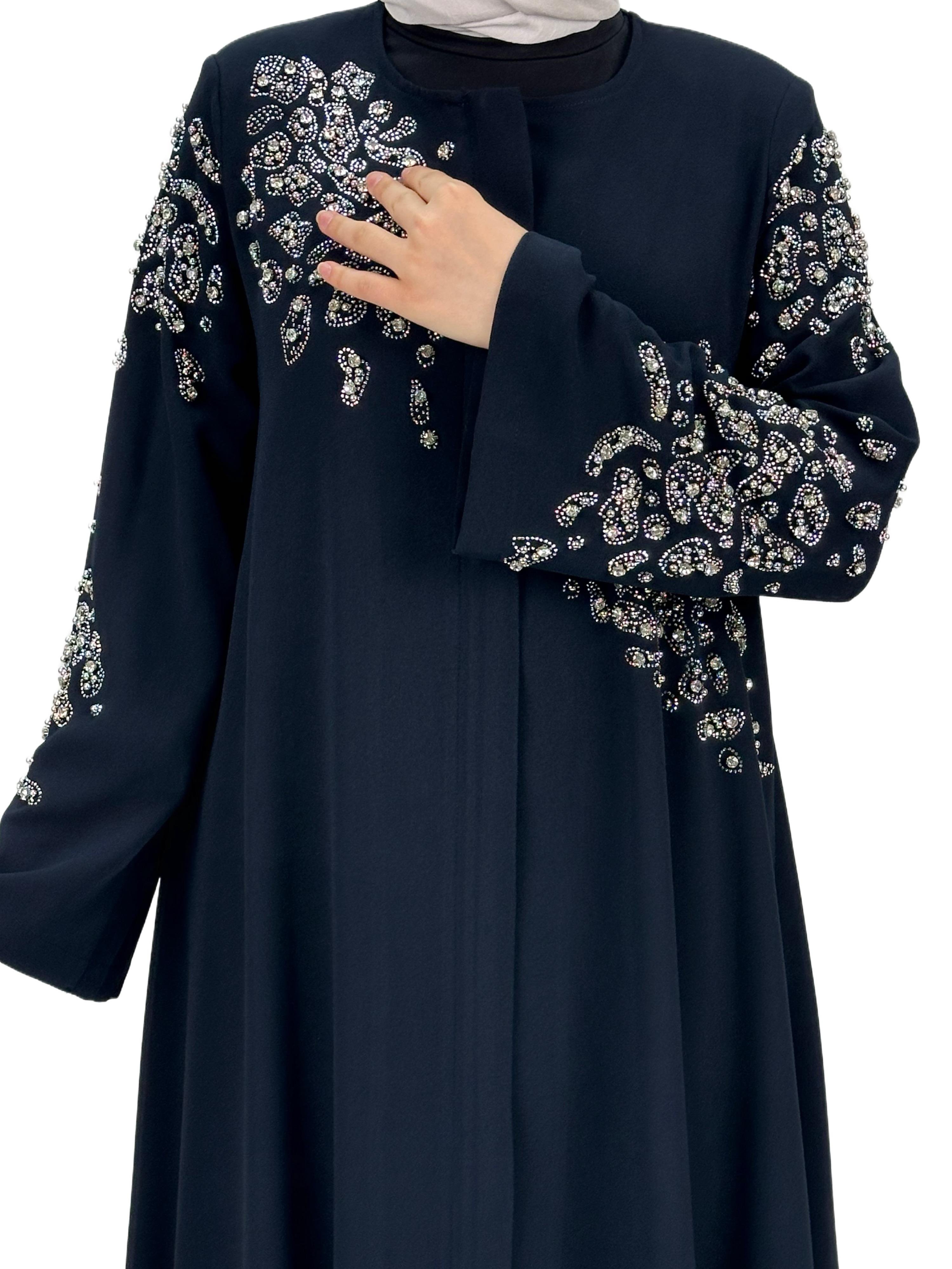 Taşlı Ferace Lacivert OTW36221