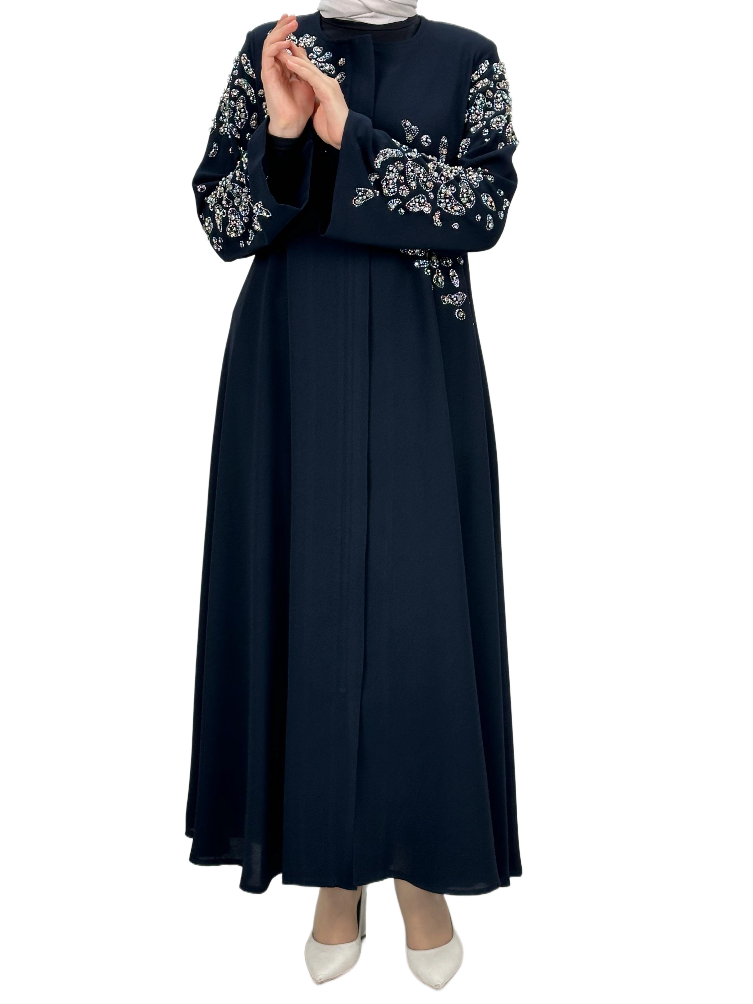 Taşlı Ferace Lacivert OTW36221