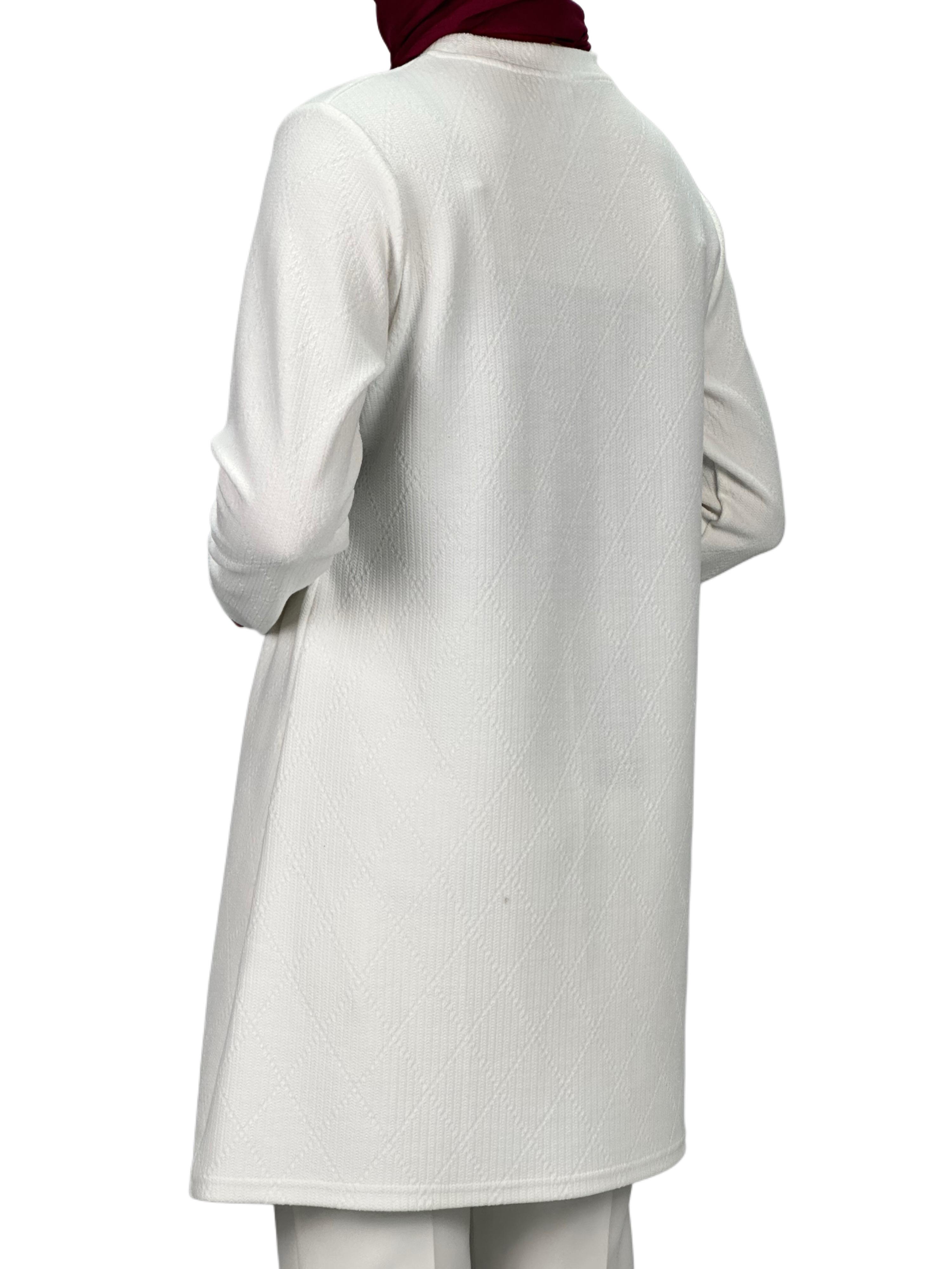 Taşlı Uzun Kollu İçlik Tunik Ekru OTW2121