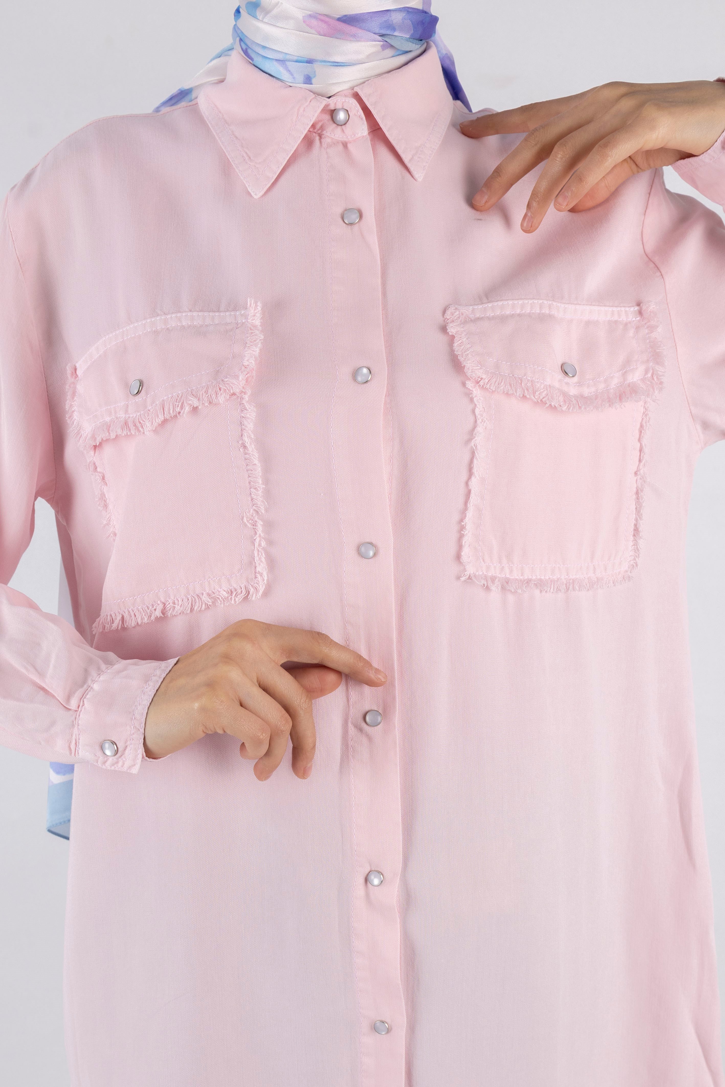 Tensel Kot Gömlek Pembe OTW7309