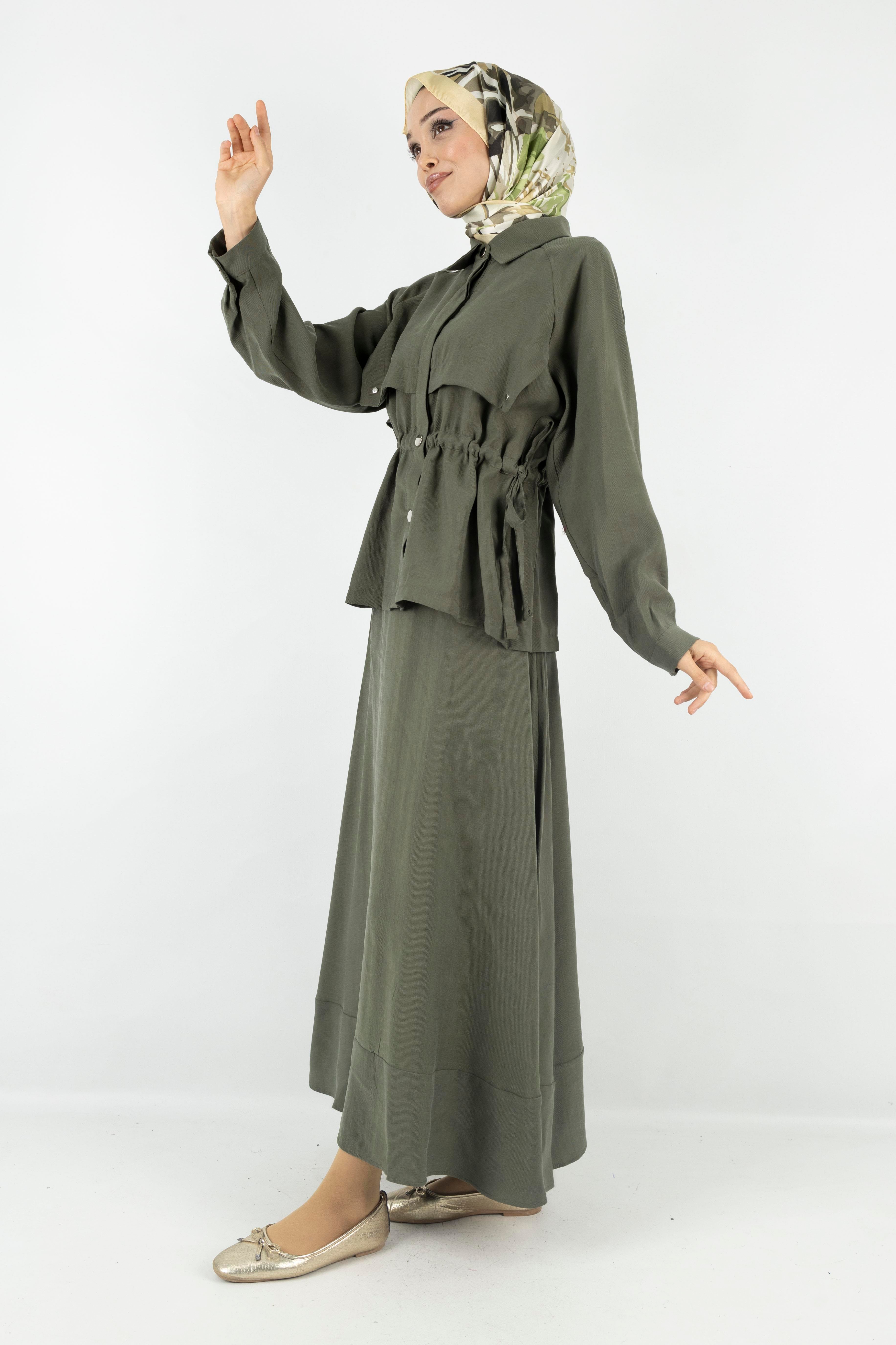 Tensel Kumaş Spor Etekli Takım Haki OTW2627