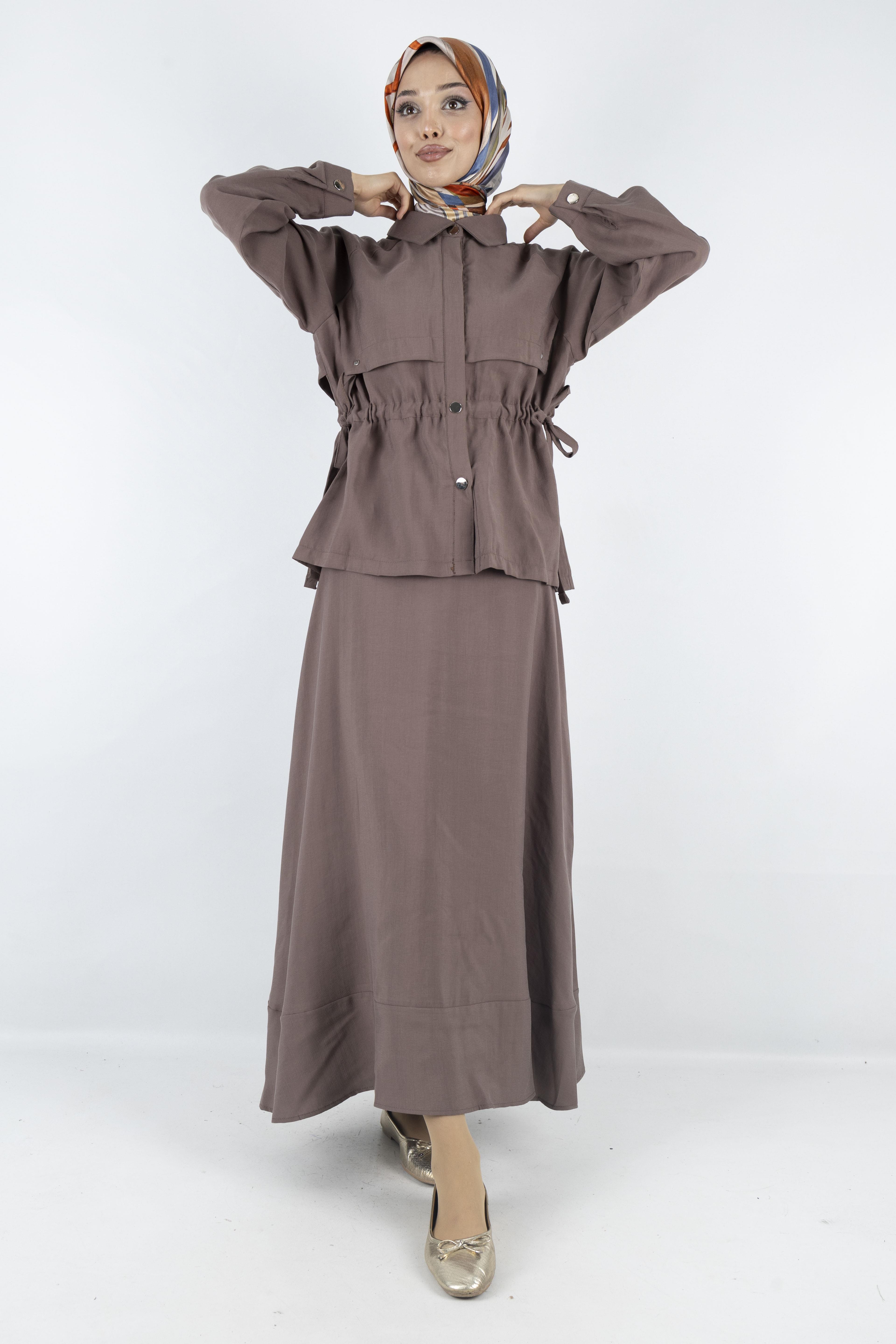 Tensel Kumaş Spor Etekli Takım Kahve OTW2627