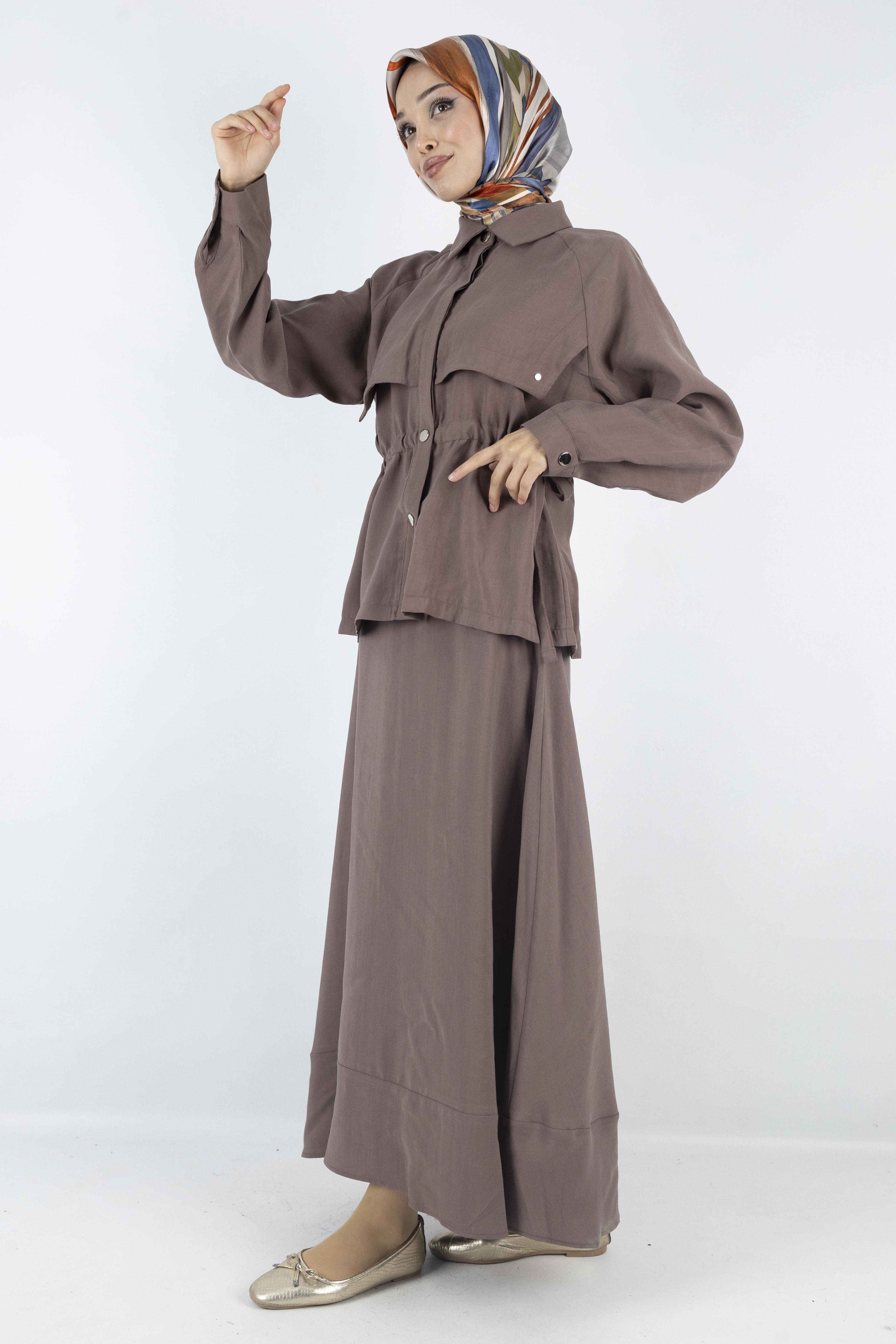 Tensel Kumaş Spor Etekli Takım Kahve OTW2627