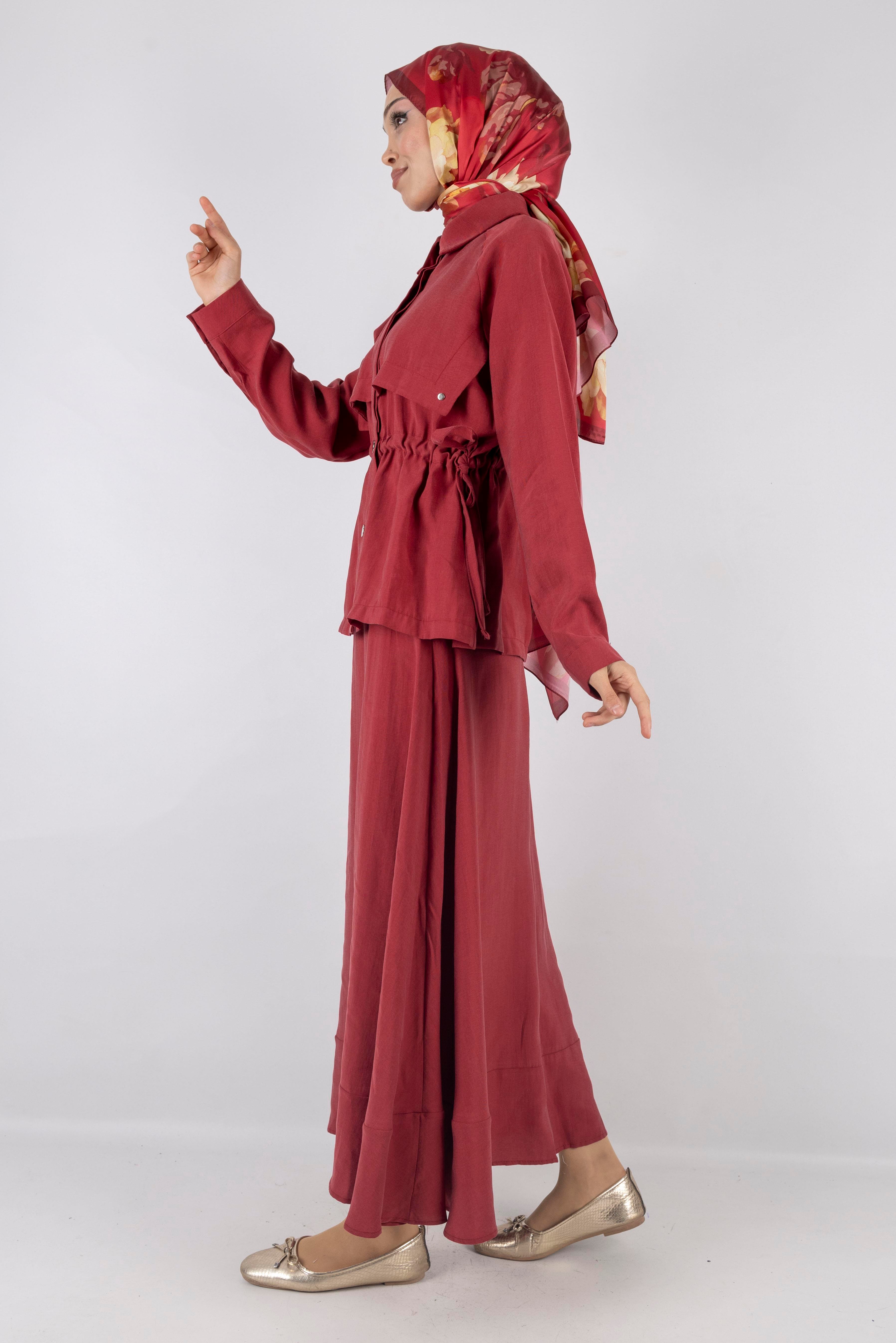 Tensel Kumaş Spor Etekli Takım Kırmızı OTW2627