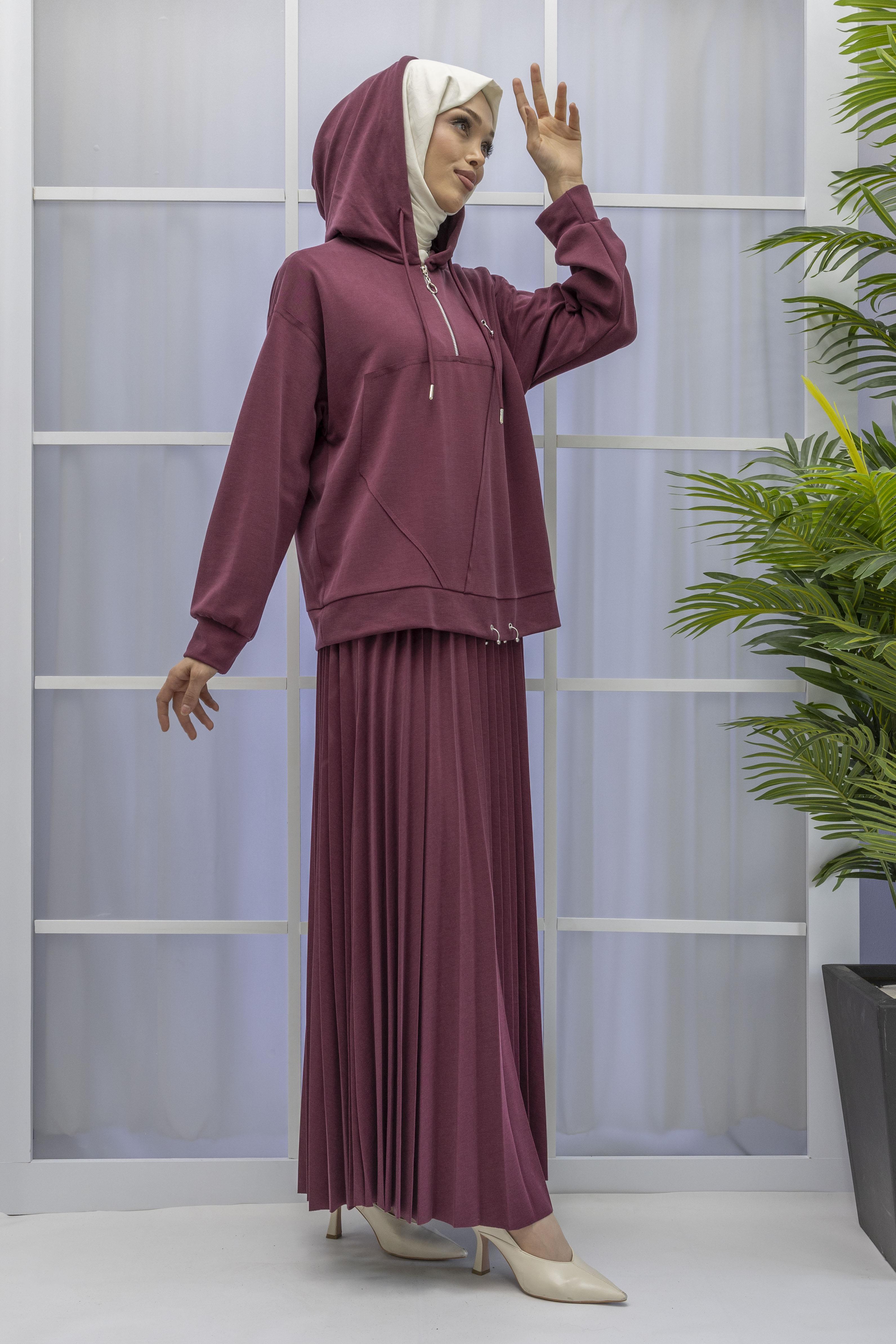 TENSEL OYSHO KUMAŞ SPOR ETEKLİ TAKIM Bordo OTW70062