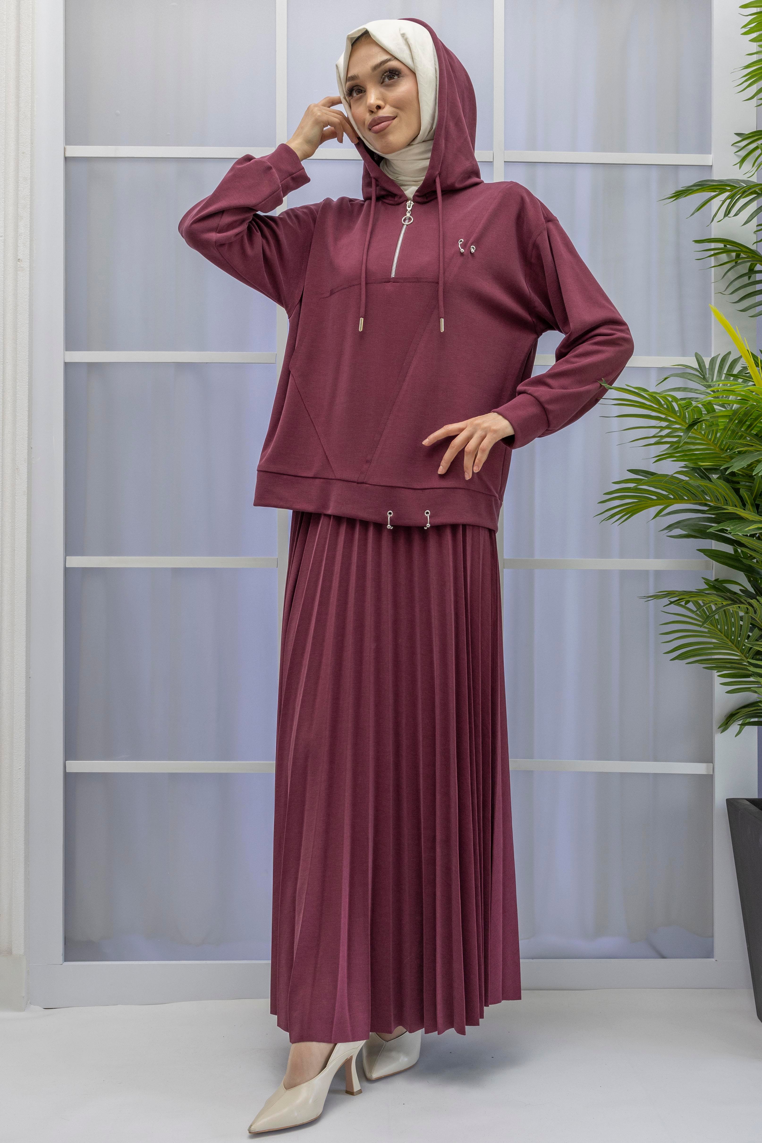 TENSEL OYSHO KUMAŞ SPOR ETEKLİ TAKIM Bordo OTW70062