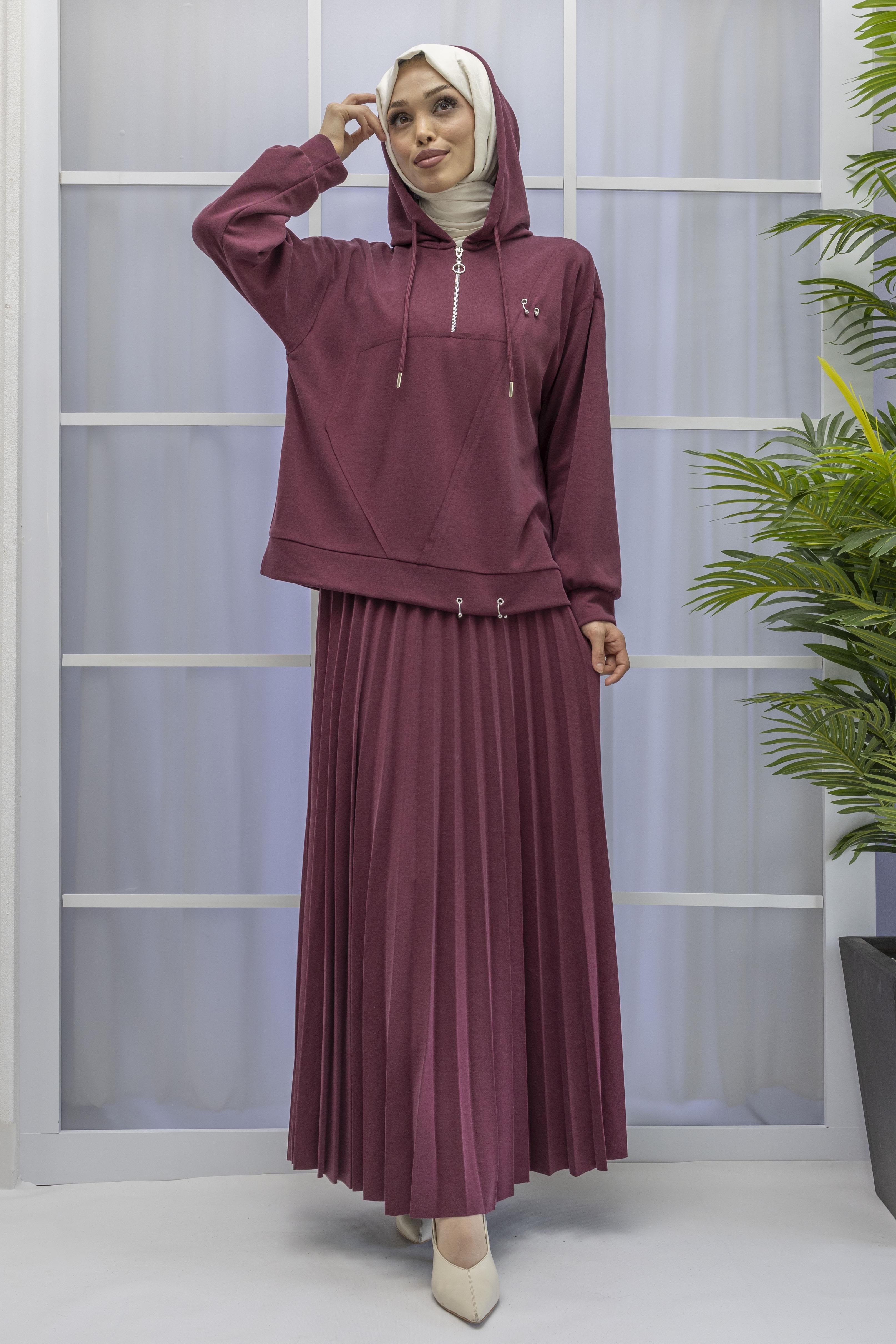 TENSEL OYSHO KUMAŞ SPOR ETEKLİ TAKIM Bordo OTW70062