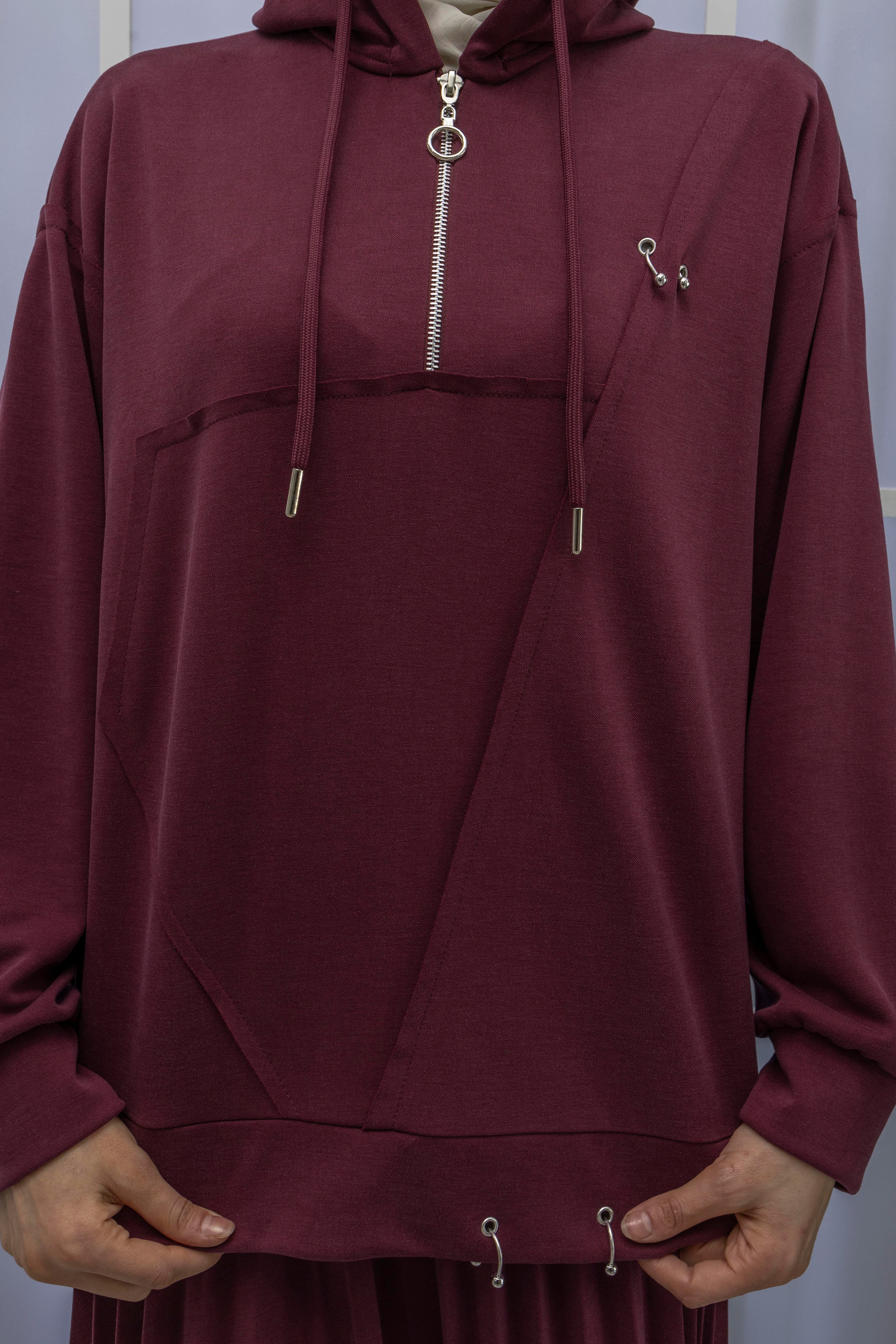 TENSEL OYSHO KUMAŞ SPOR ETEKLİ TAKIM Bordo OTW70062