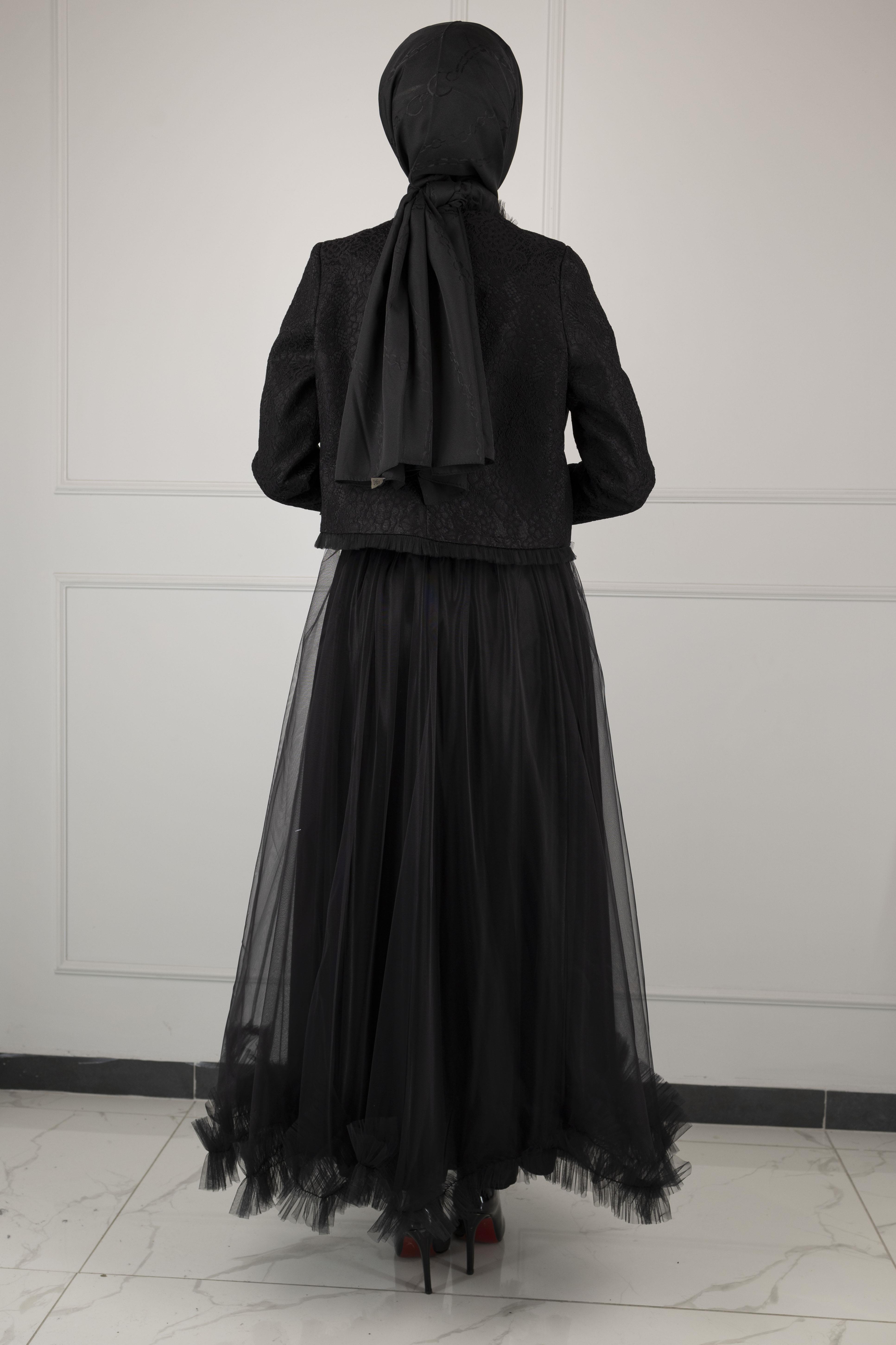 TÜL ETEKLİ TAKIM Siyah OTW44903