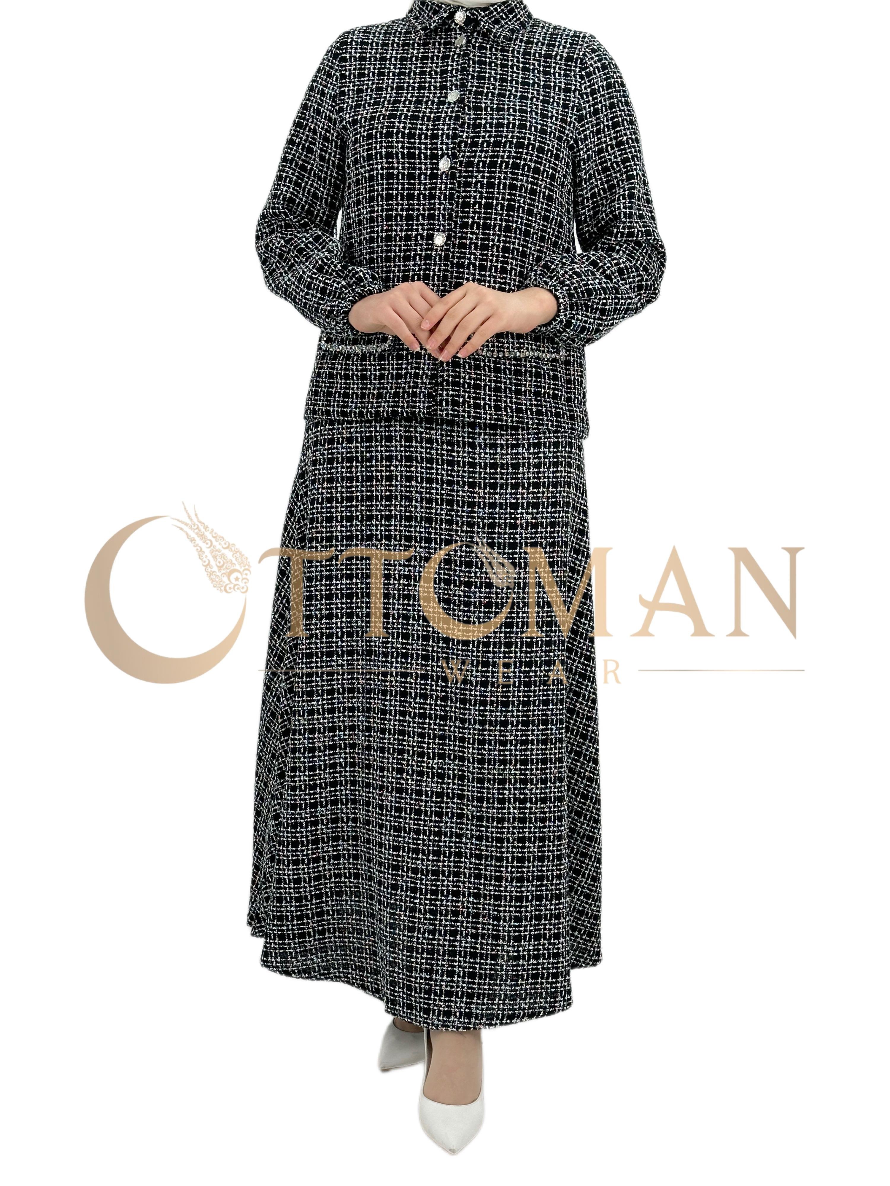 Tuvit Kumaş Etekli Takım Siyah OTW8163