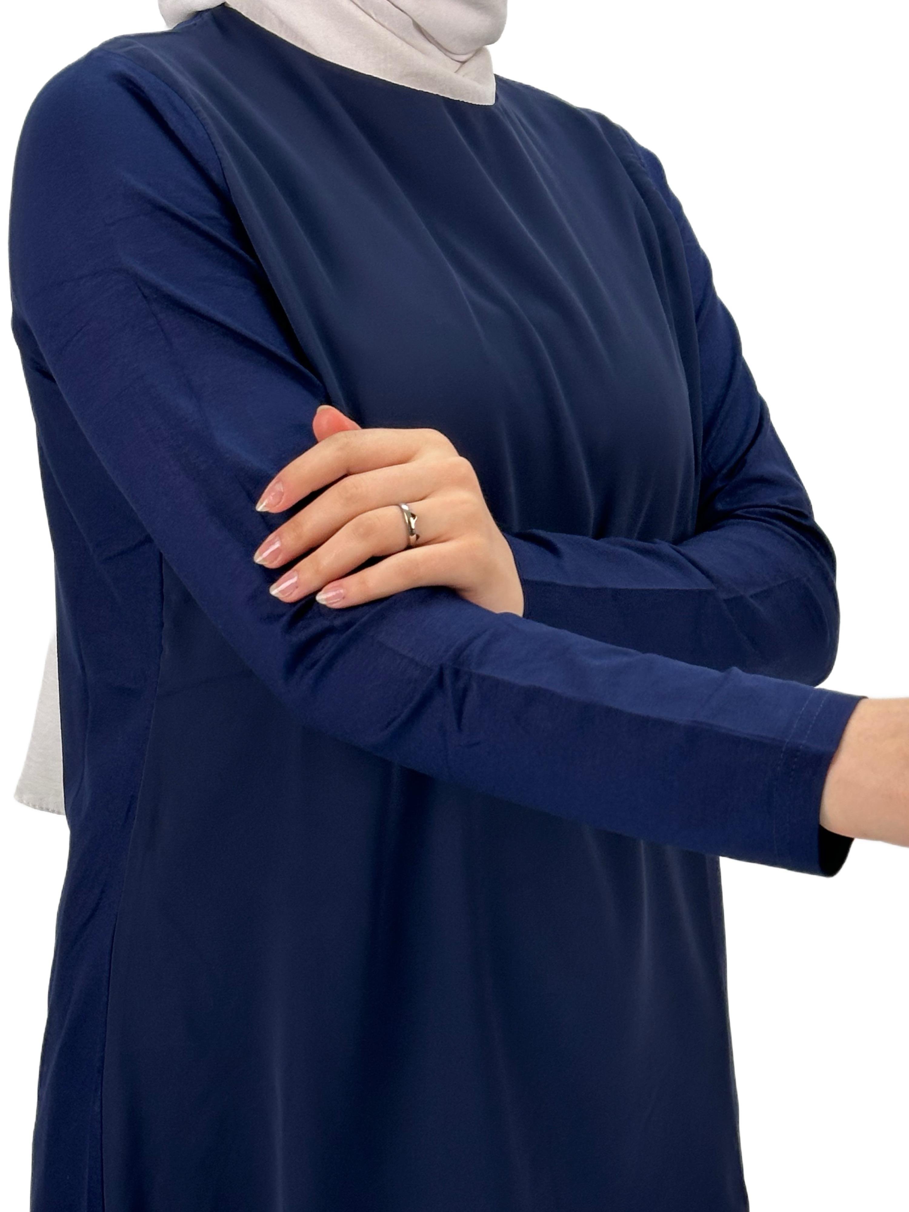 Uzun Kollu Önü Şifon Bisiklet Yaka İçlik Lacivert OTW4433